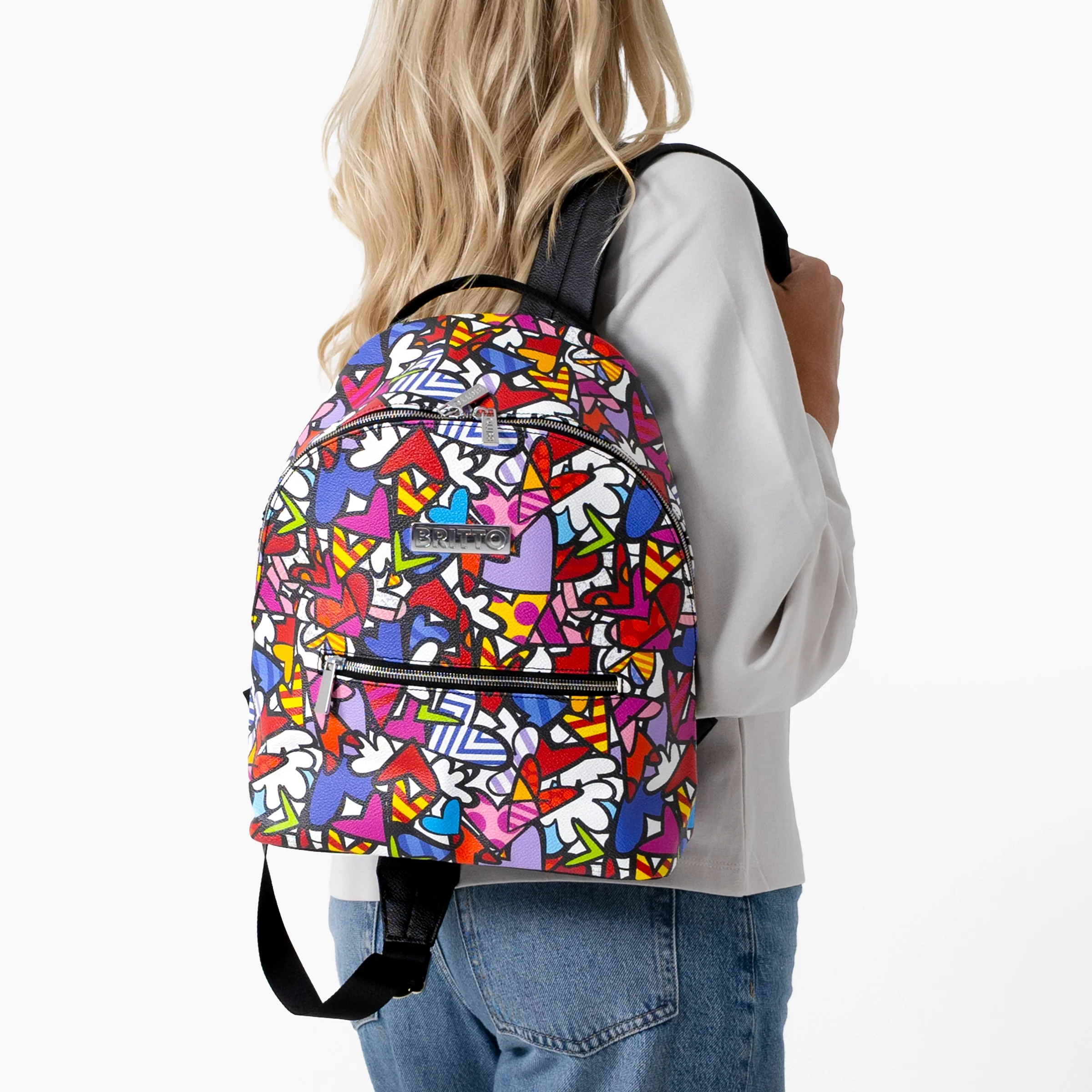 Alive Colorful Hearts Britto Eco Leather Small Backpack - Image 7