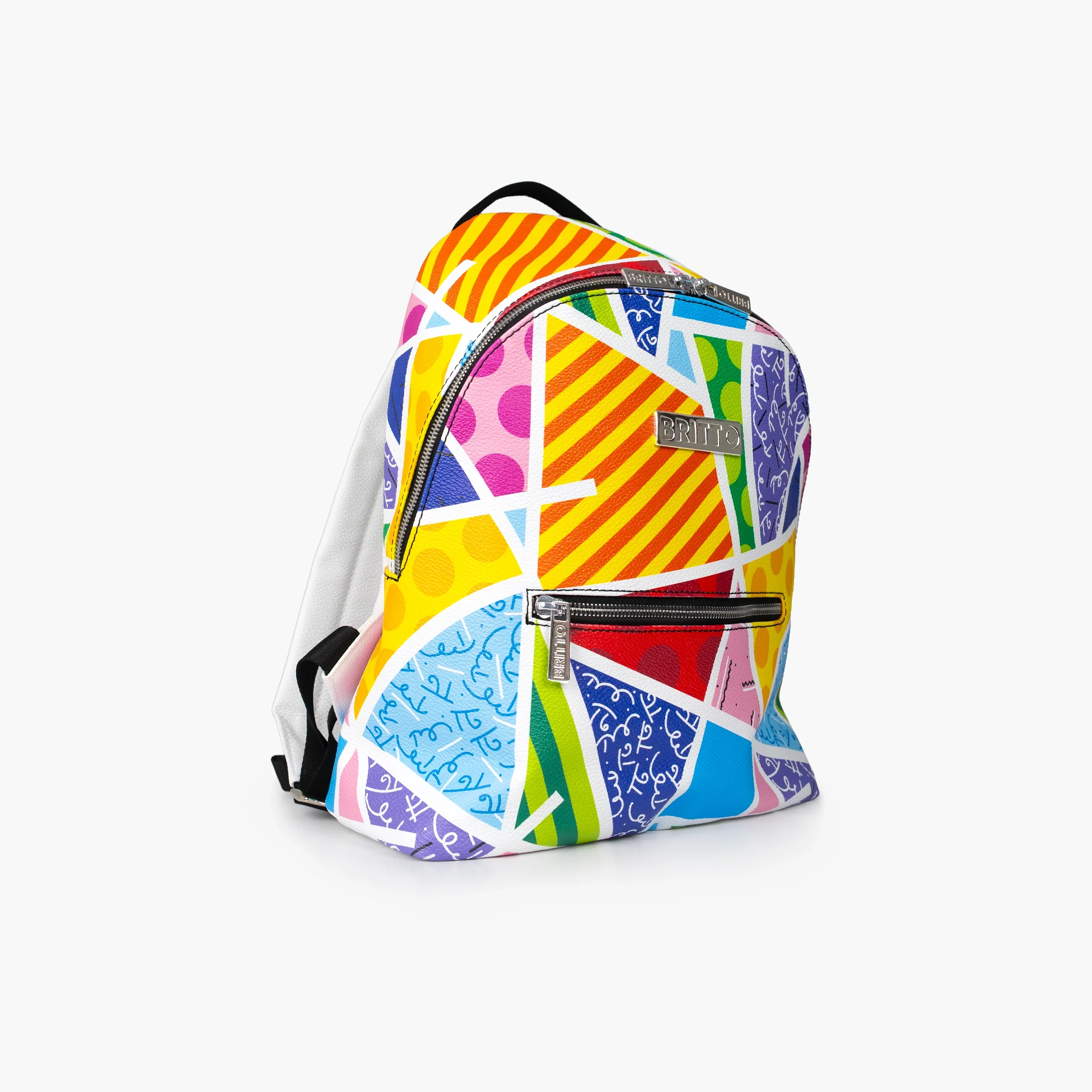 Baby Blue Landscape Britto Eco Leather Small Backpack - Image 3