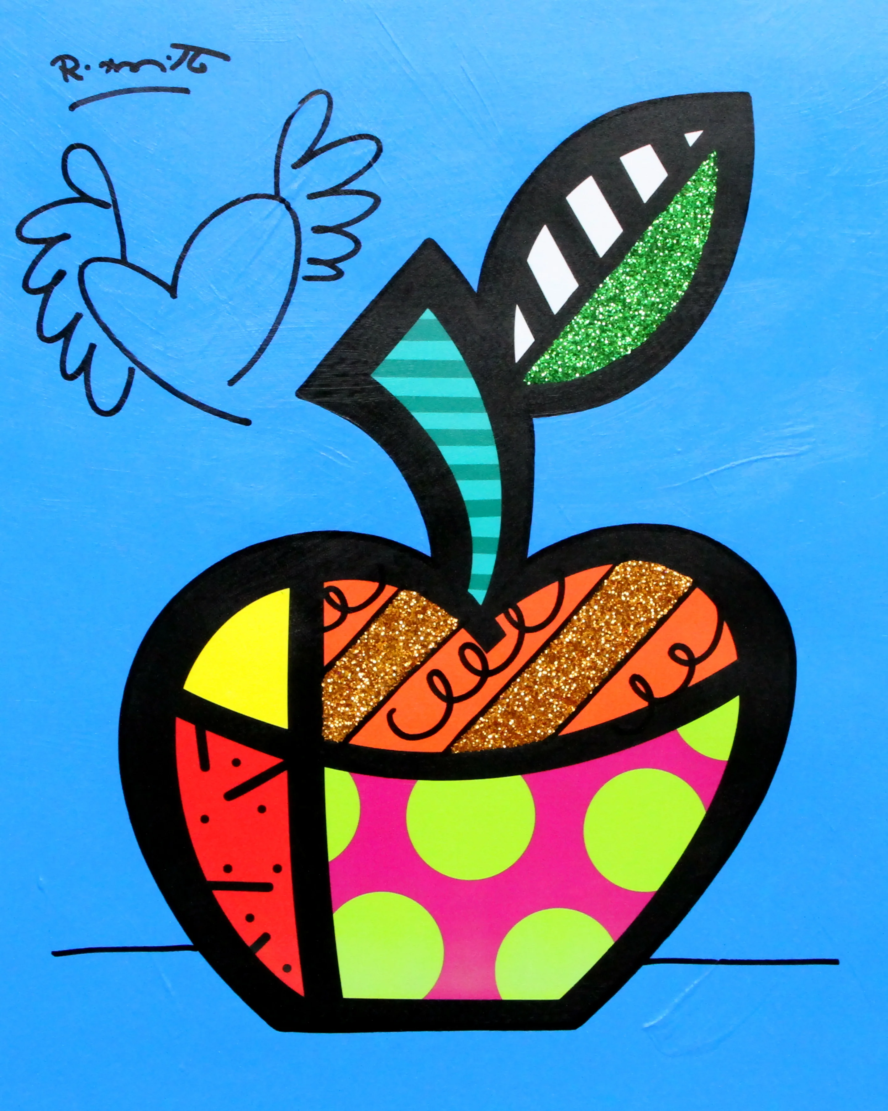 Blue Apple - Mixed Media Original