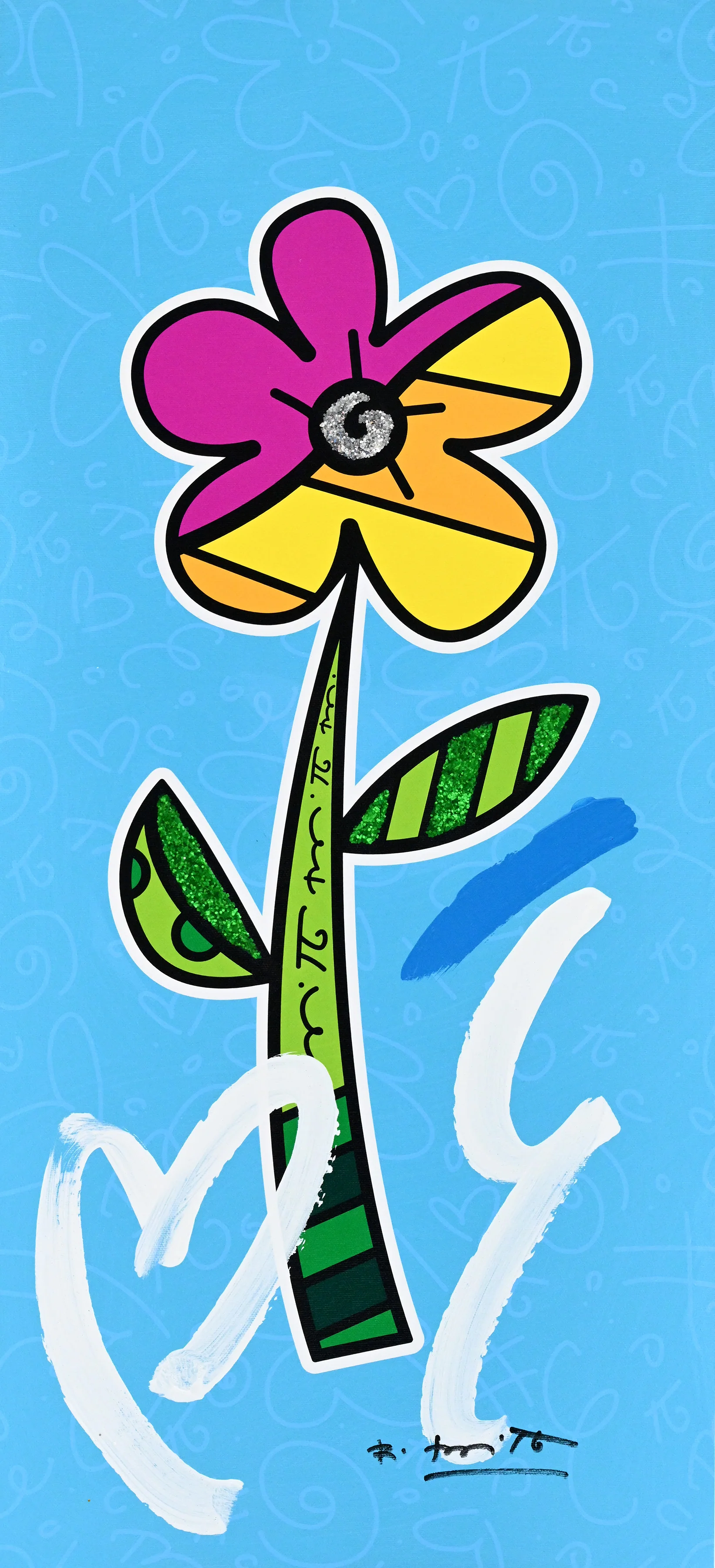 BLUE HIBISCUS - Mixed Media Original