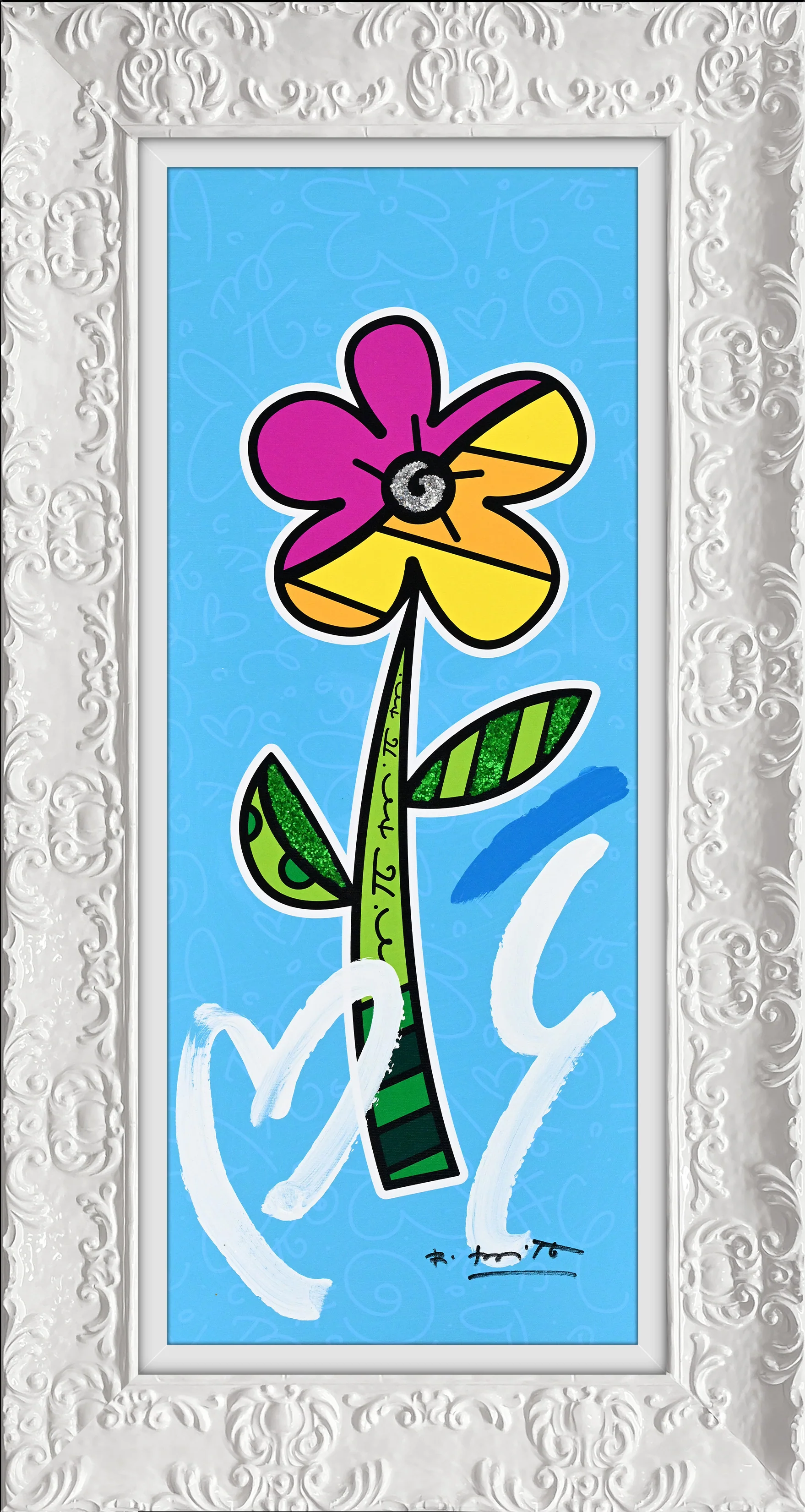 BLUE HIBISCUS - Mixed Media Original - Image 2