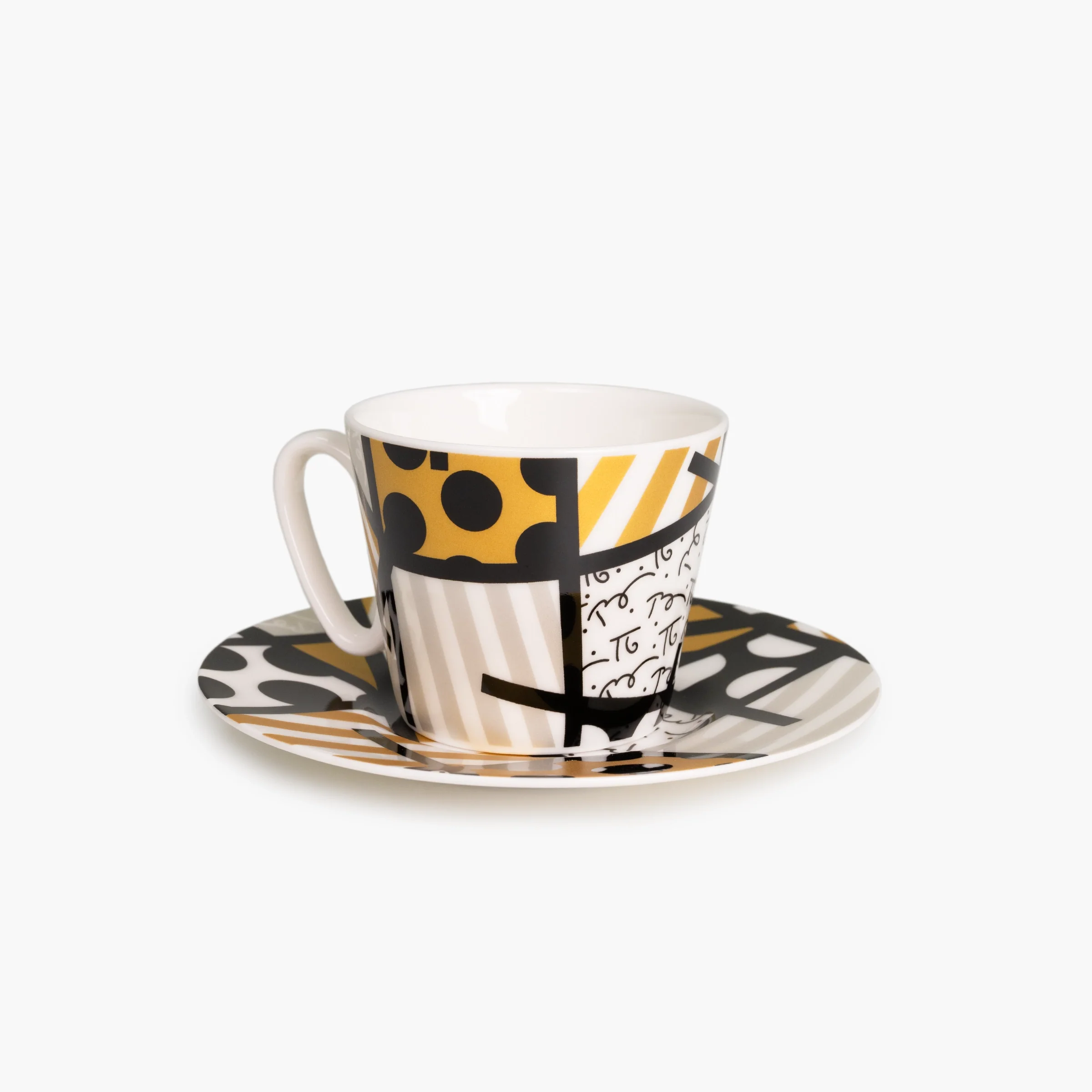 Black Gold Landscape Britto Espresso Coffee Cup & Saucer Plate - Image 3