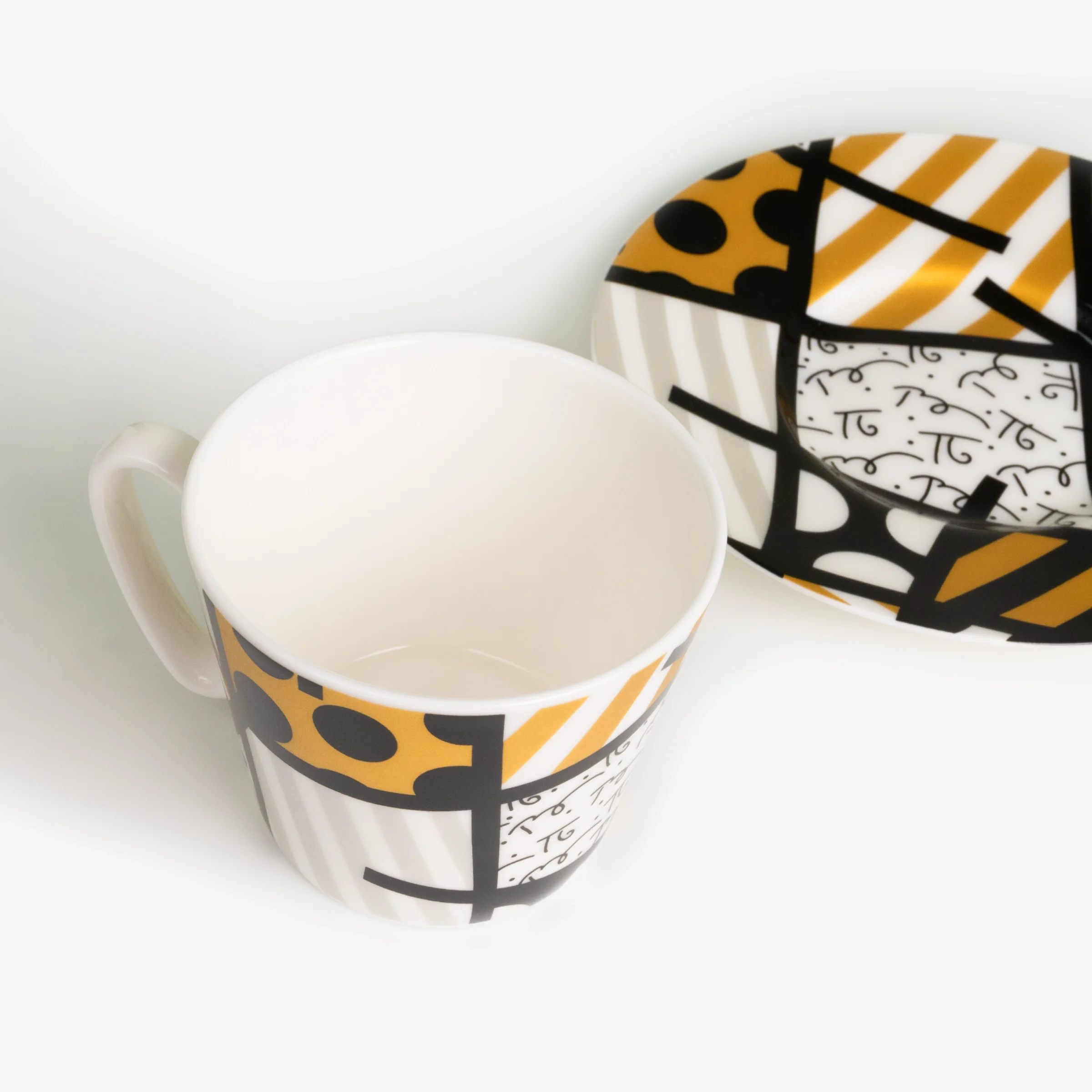 Black Gold Landscape Britto Espresso Coffee Cup & Saucer Plate - Image 4