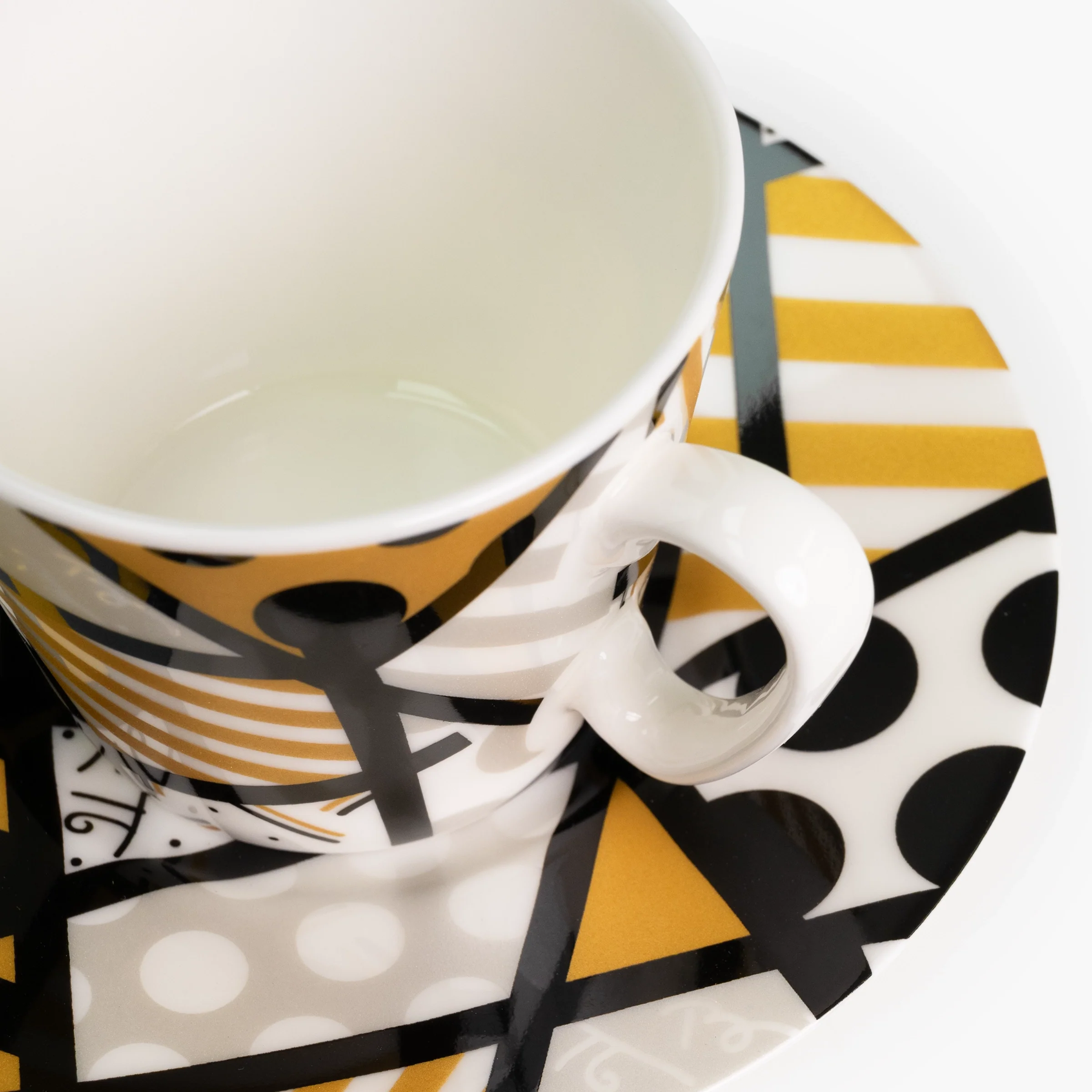 Black Gold Landscape Britto Espresso Coffee Cup & Saucer Plate - Image 5