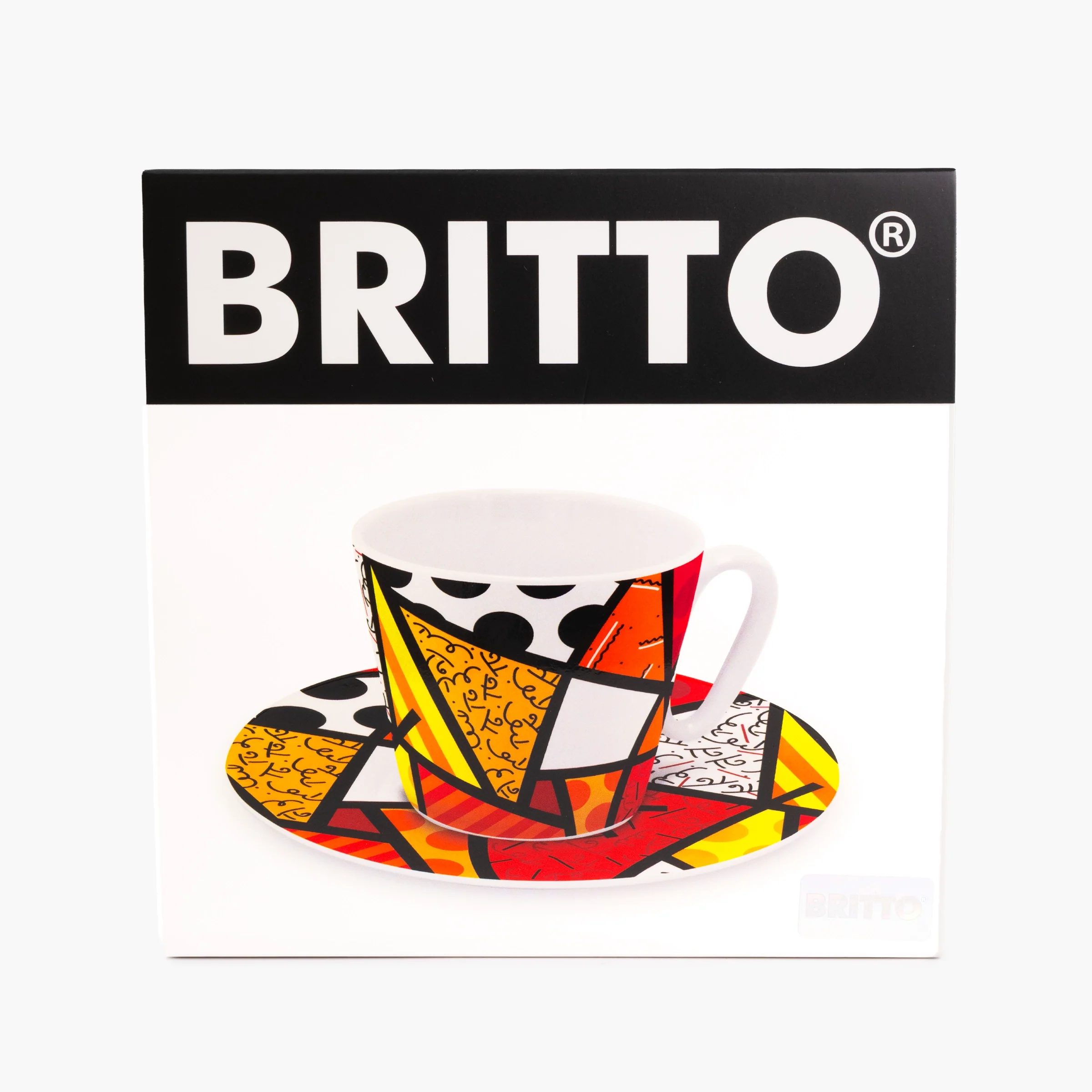 Red Landscape Britto Espresso Coffee Cup & Saucer Plate - Image 6