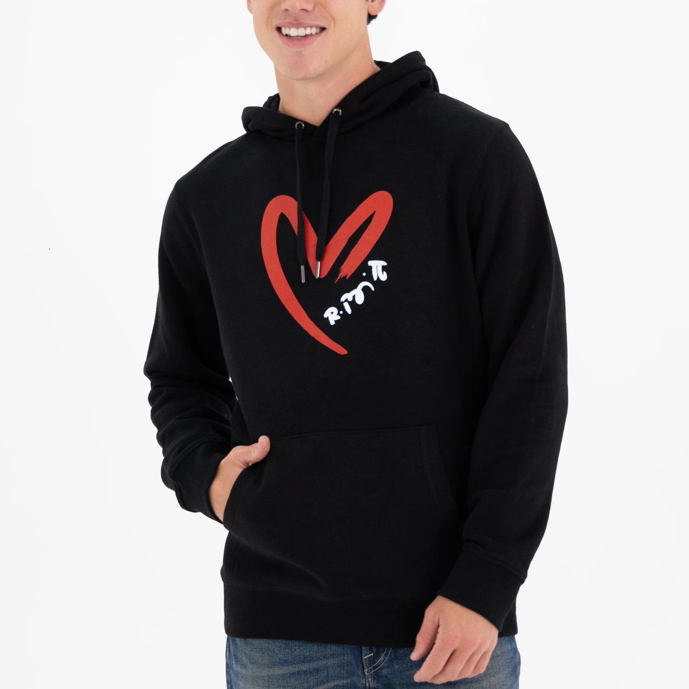 Red Heart Brushstroke Black Britto Hoodie For Men