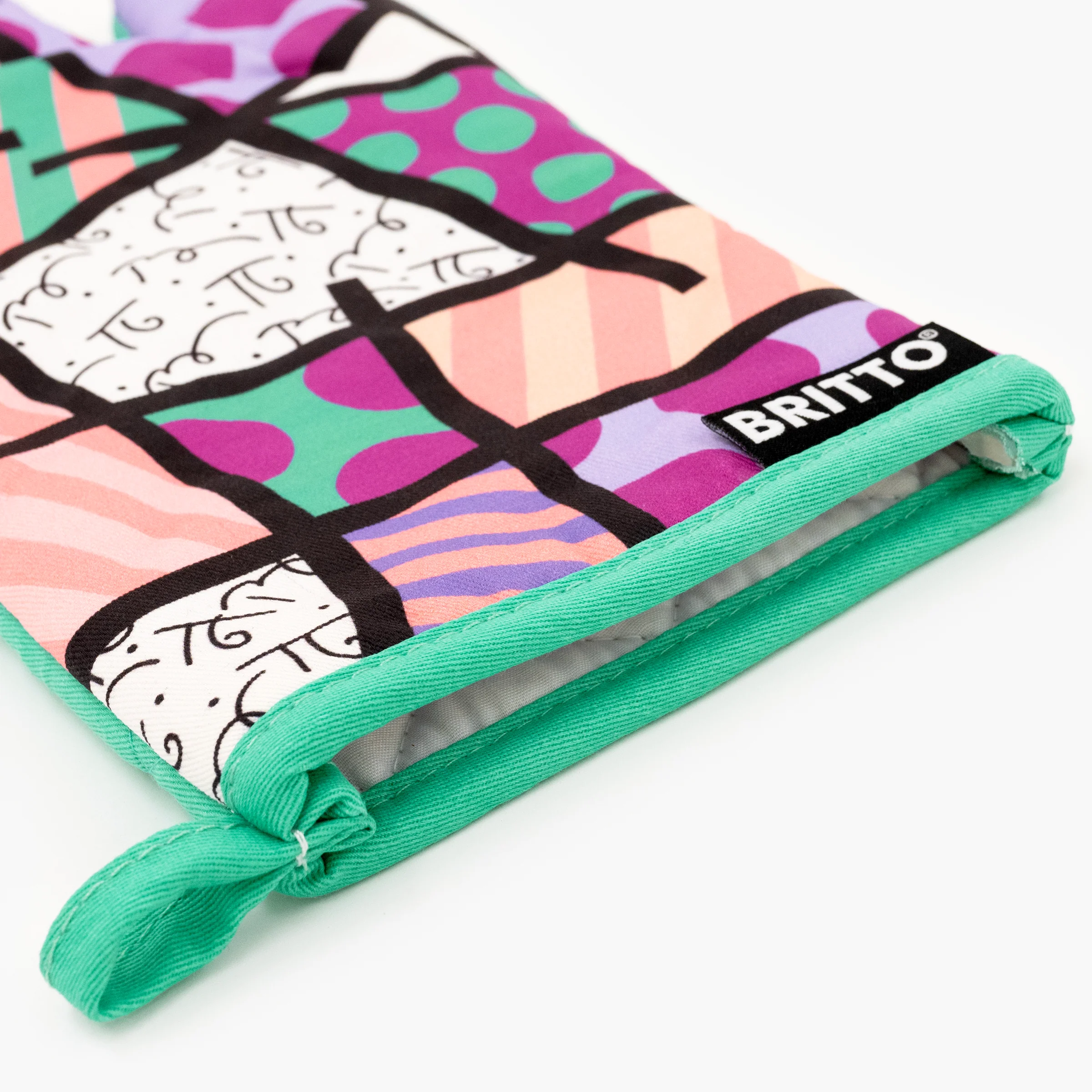 Pink Teal Landscape Britto Oven Mitt & Pot Holder - Image 6