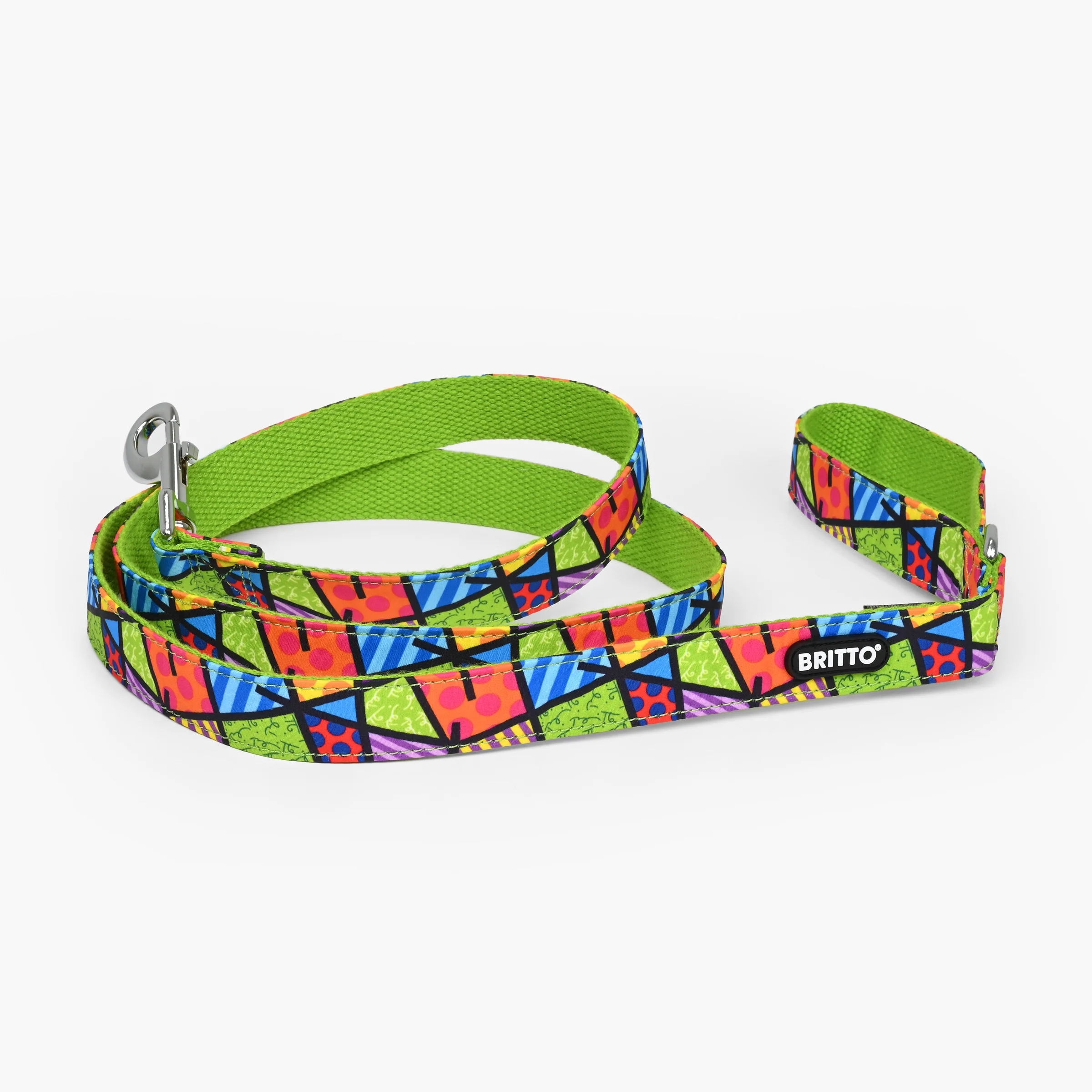 Lime Green Landscape Britto Pet Collar and Leash - Image 6