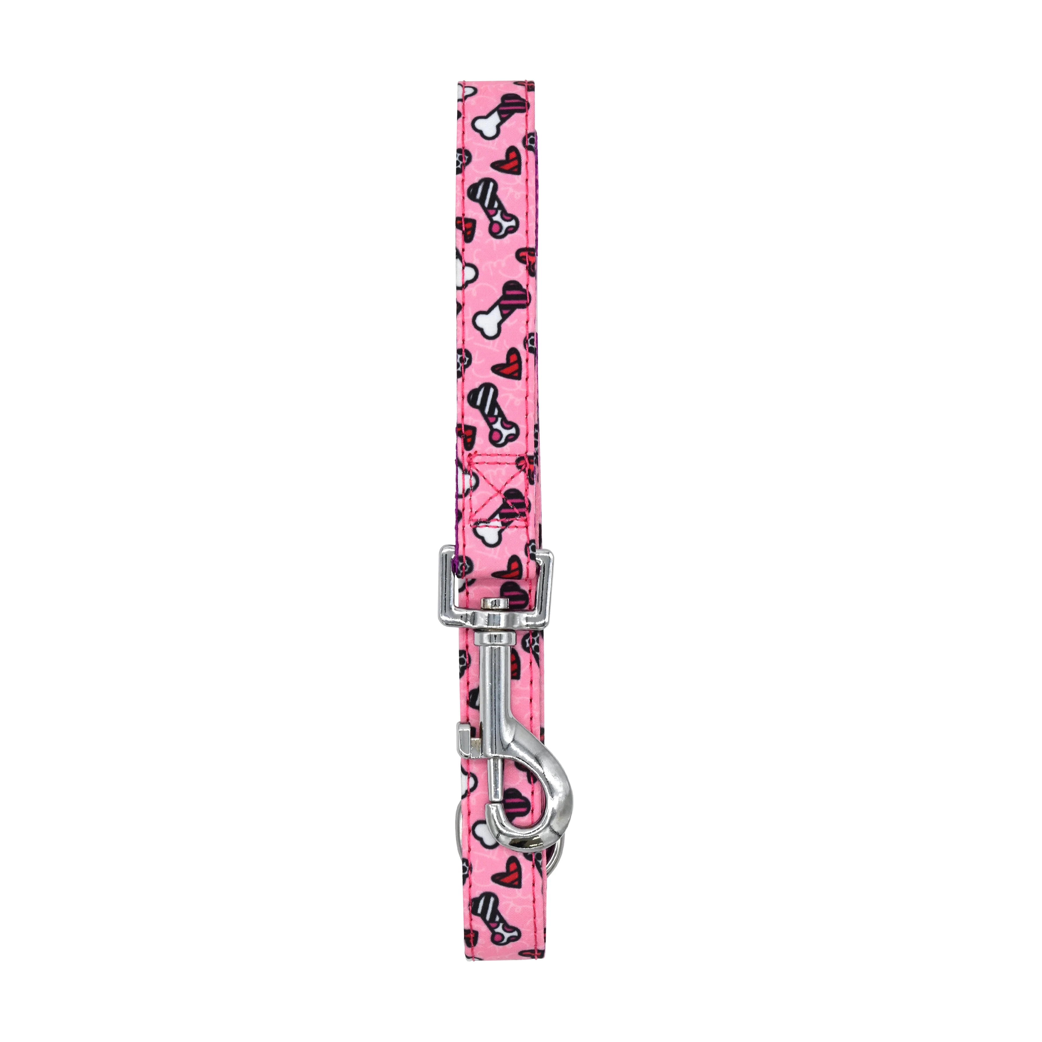 Pink Bones and Hearts Britto Pet Collar and Leash Set - Image 3