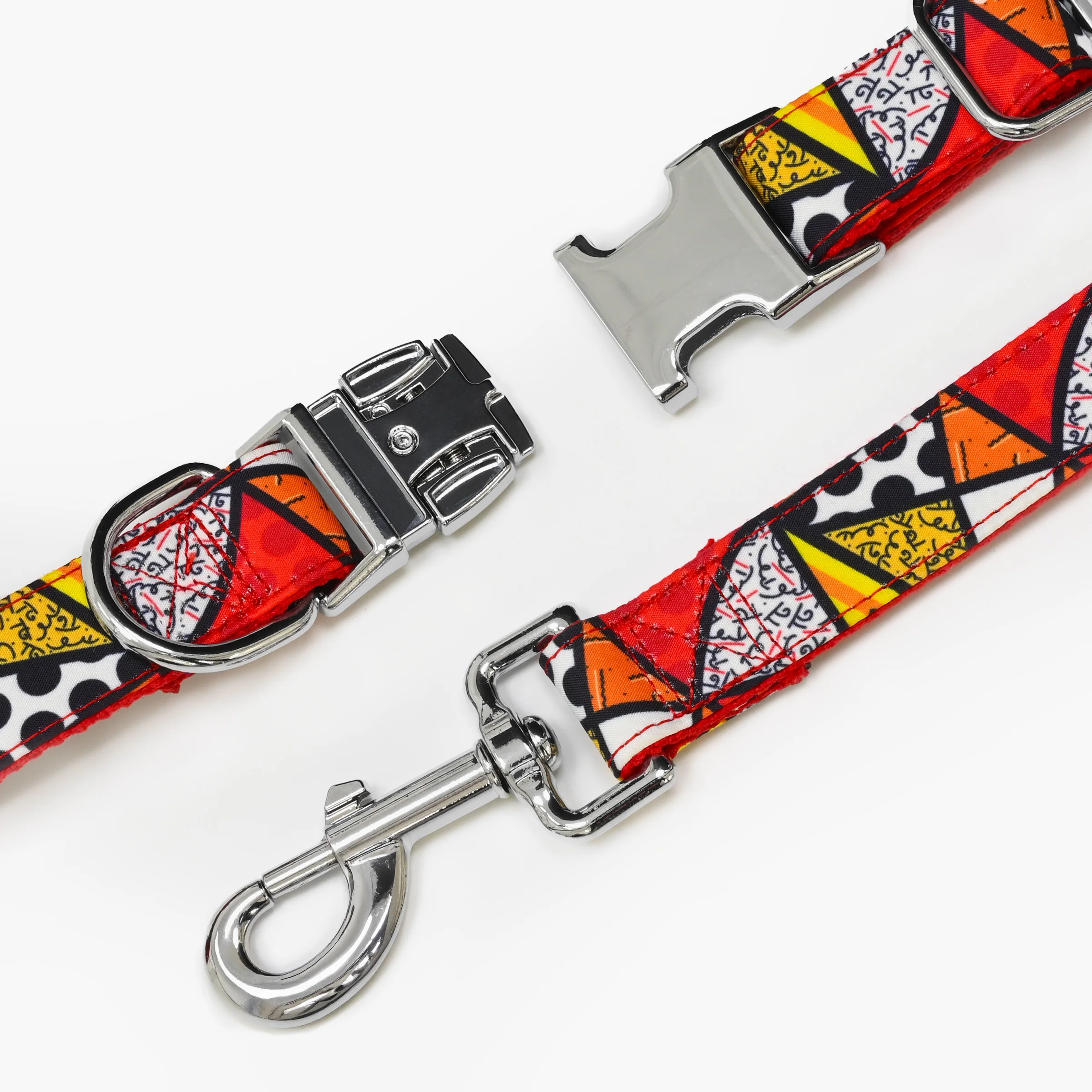 Red Landscape Britto Pet Collar and Leash Set - Image 3