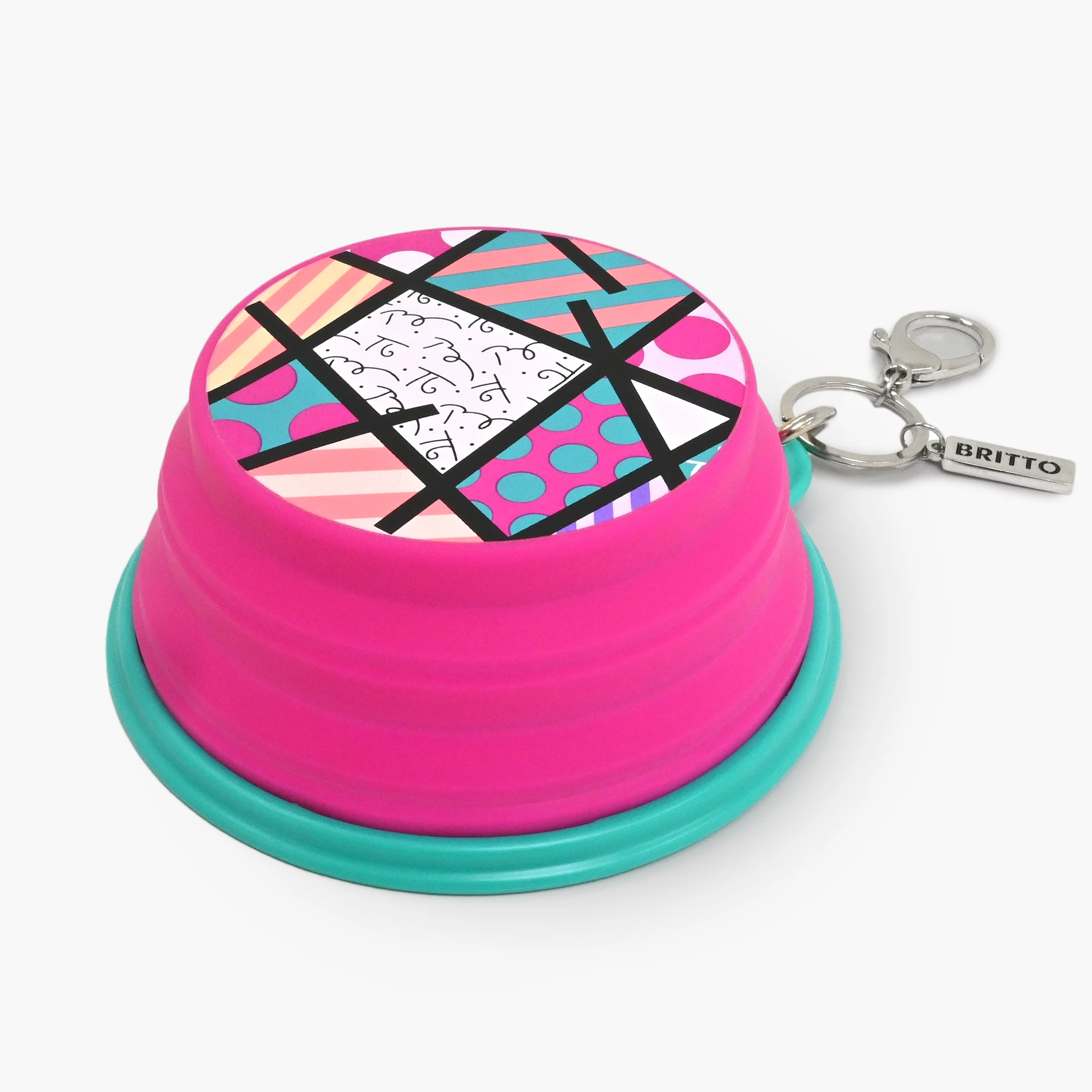 Pink Landscape Britto Pet Travel Bowl - Image 2