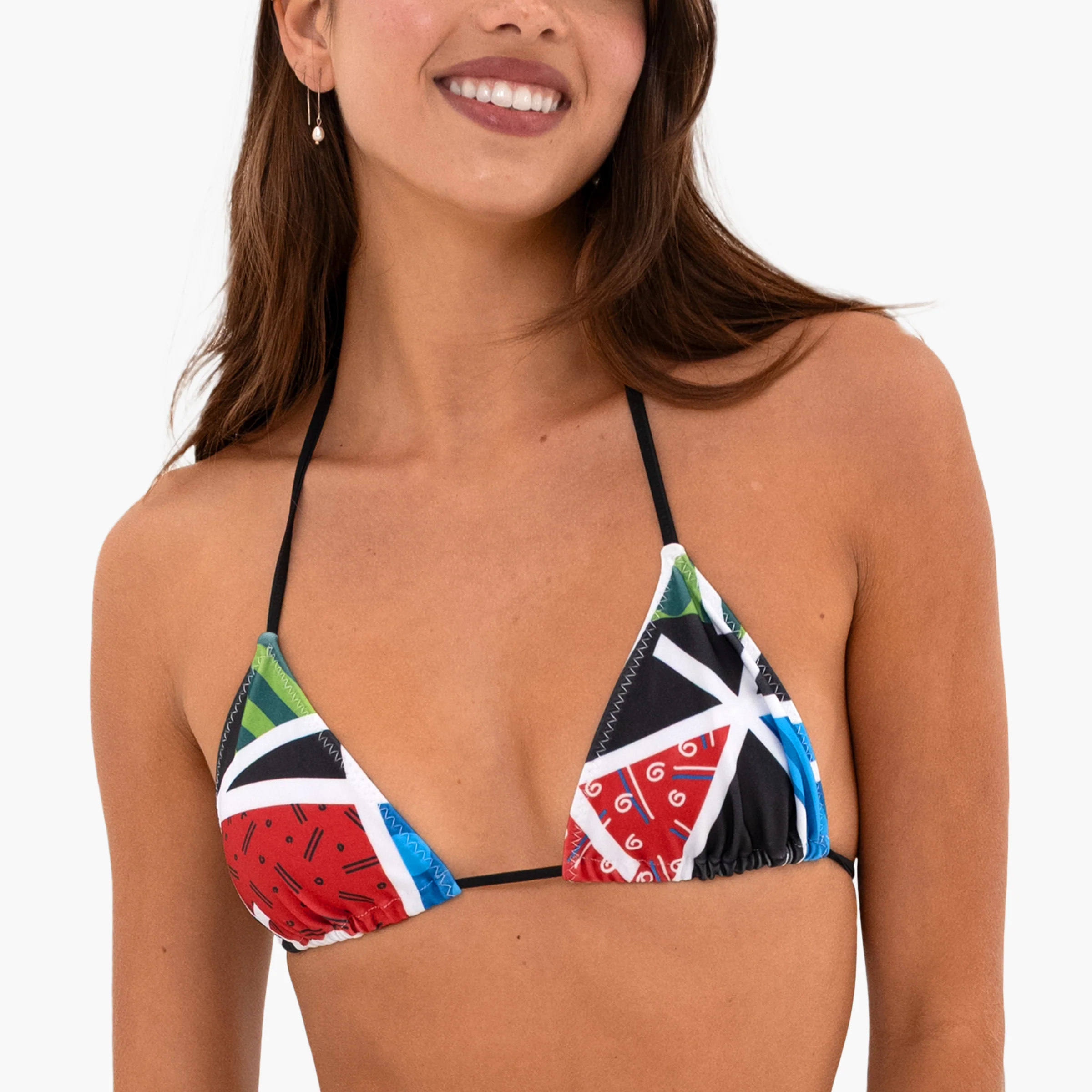 Black Landscape Britto Triangle Bikini Top (Emily)