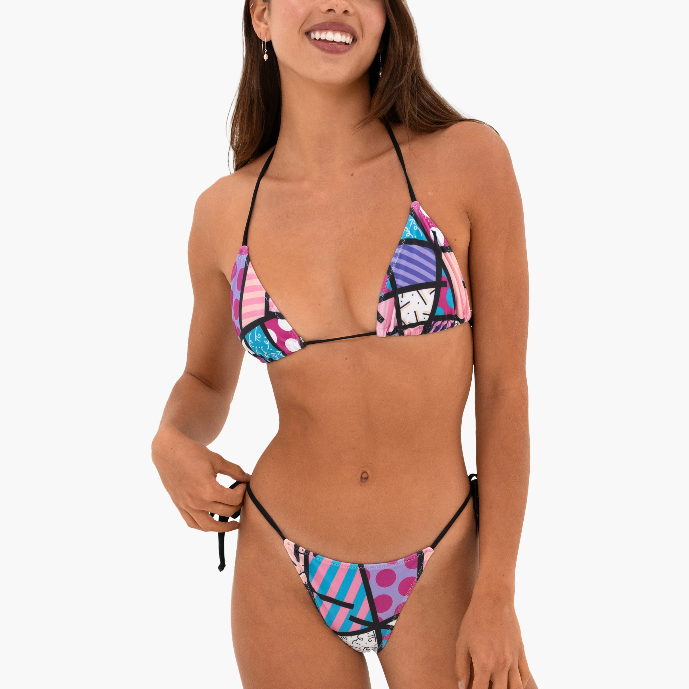 Pink Landscape Britto Triangle Bikini Top (Emily) - Image 3