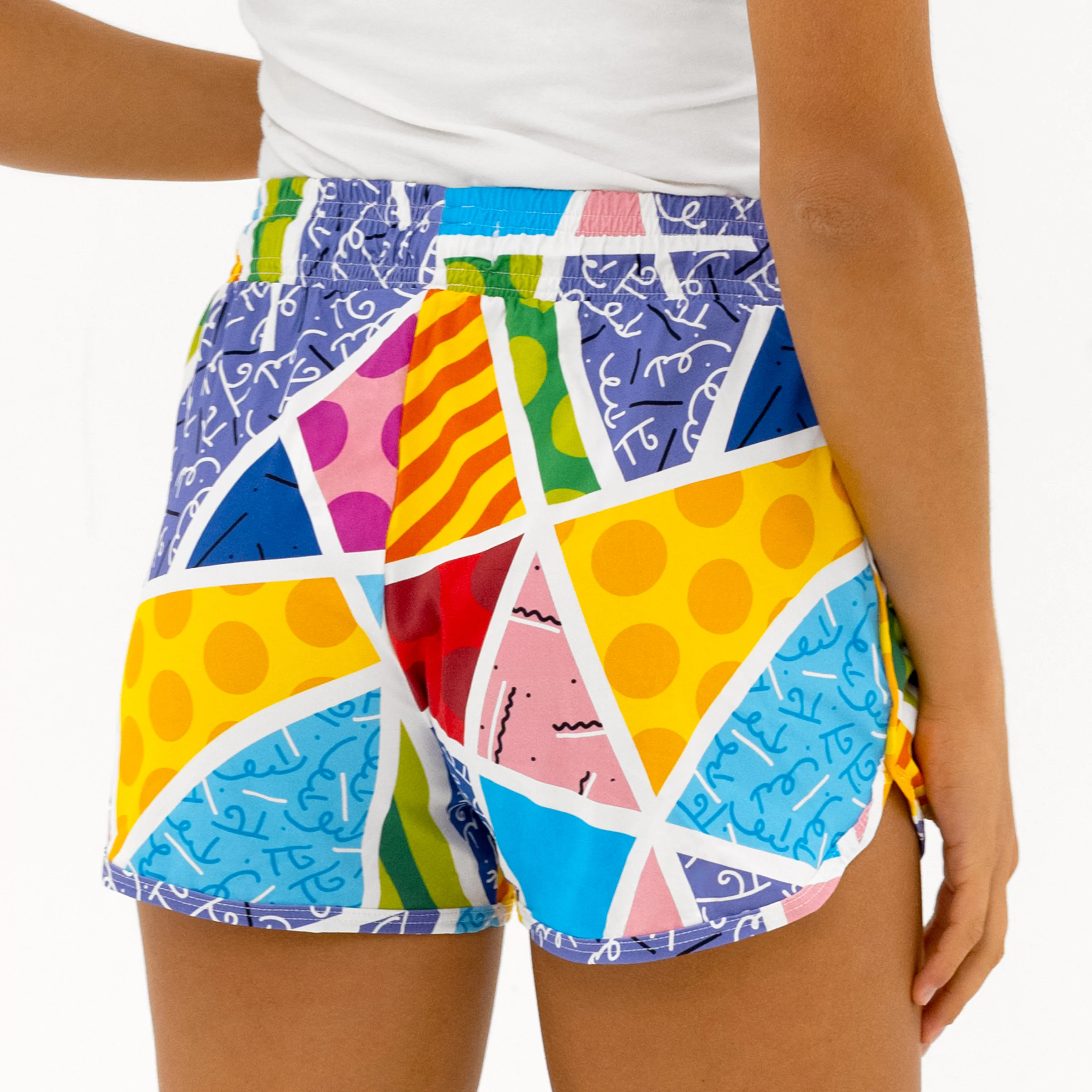 Baby Blue Landscape Britto Shorts For Women - Image 3