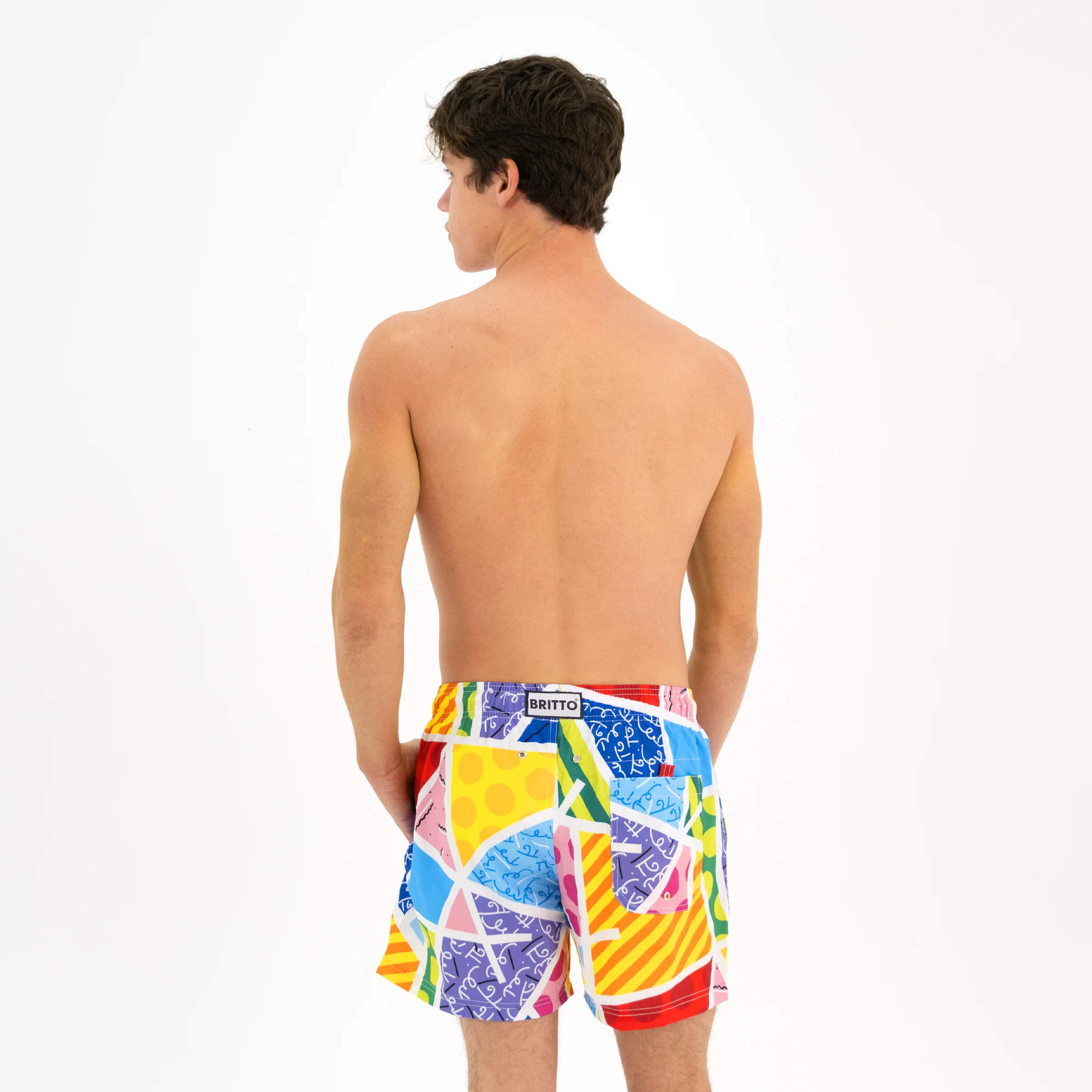 Baby Blue Landscape Britto Shorts For Men - Image 3