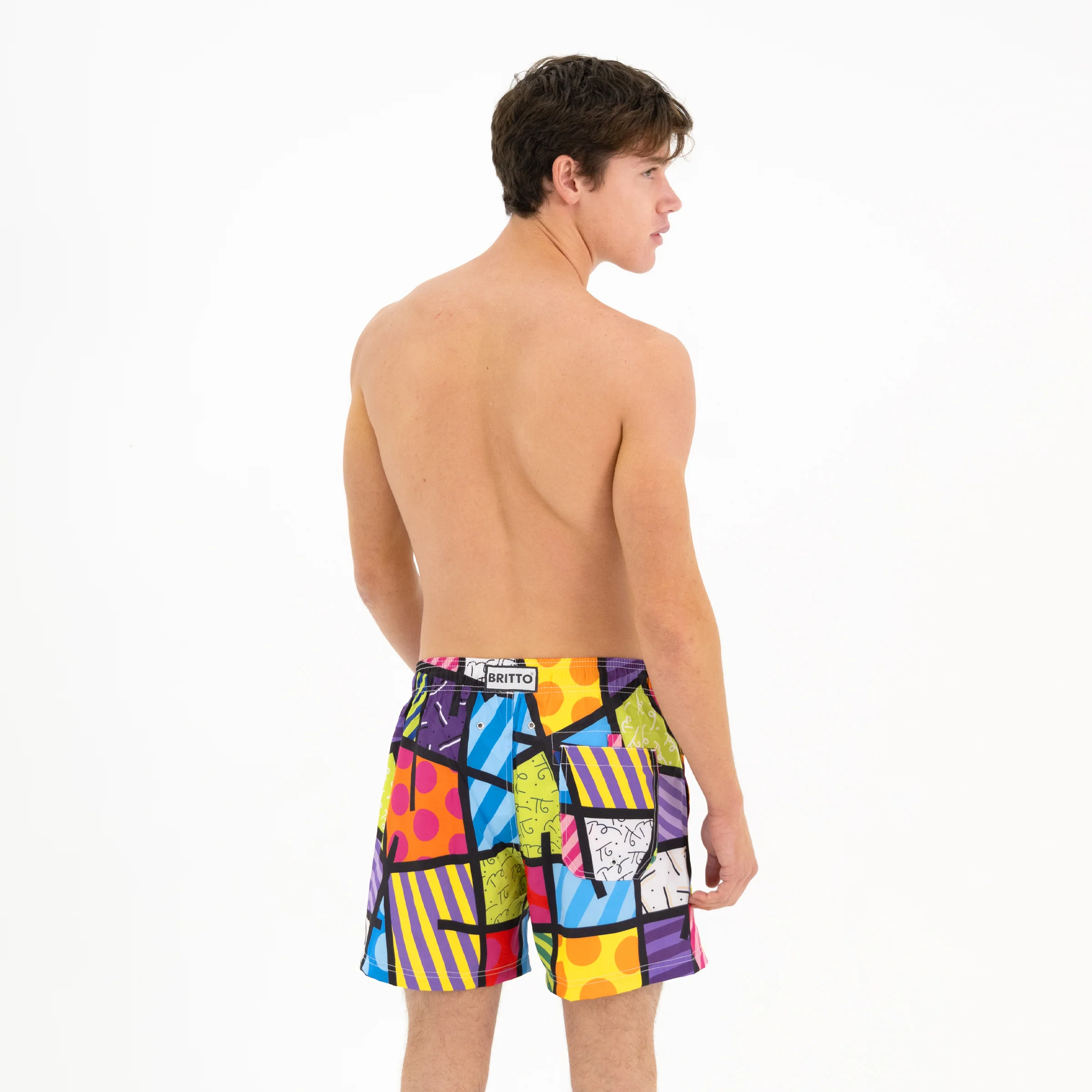 Lime Green Landscape Britto Shorts For Men - Image 3