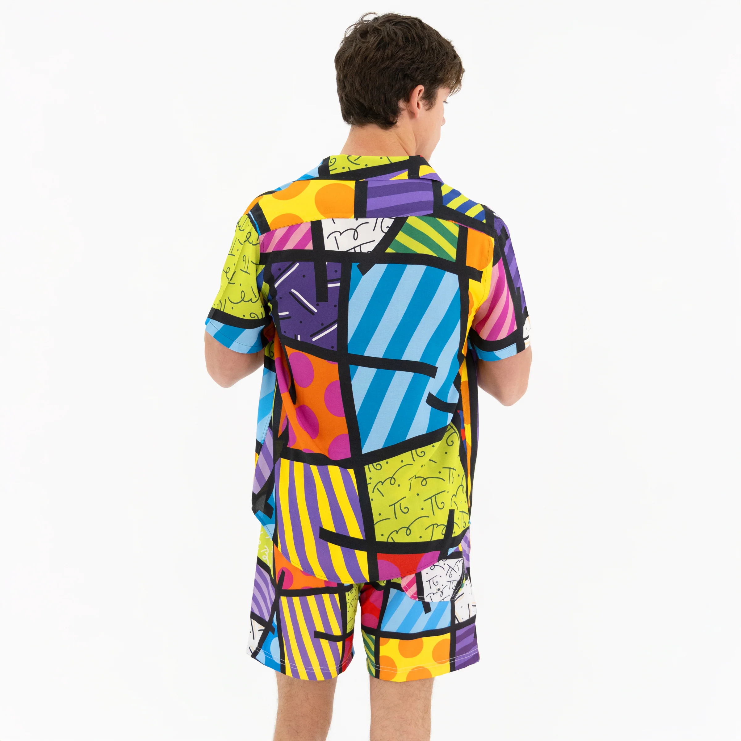 Lime Green Landscape Britto Shorts For Men - Image 6