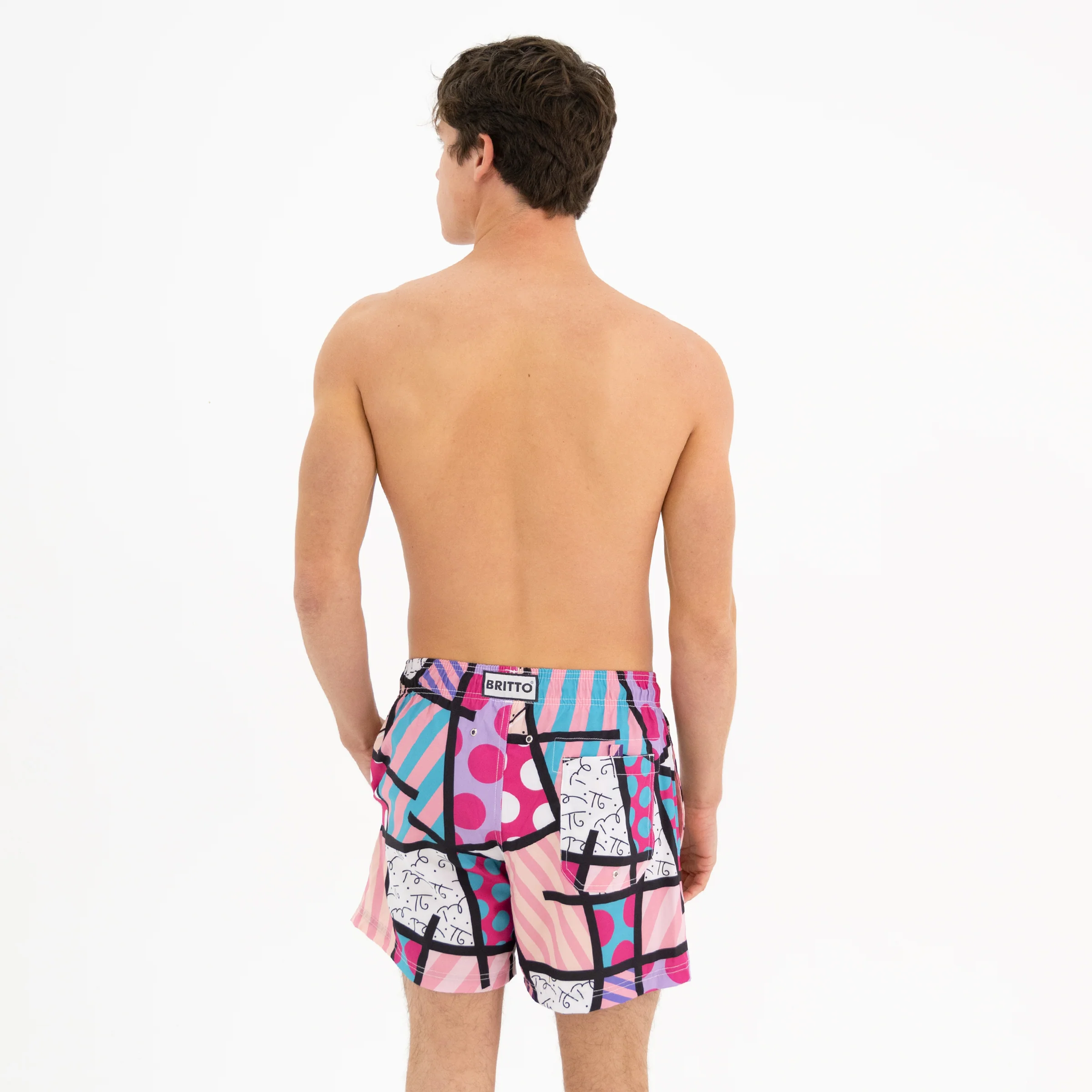 Pink Landscape Britto Shorts For Men - Image 3