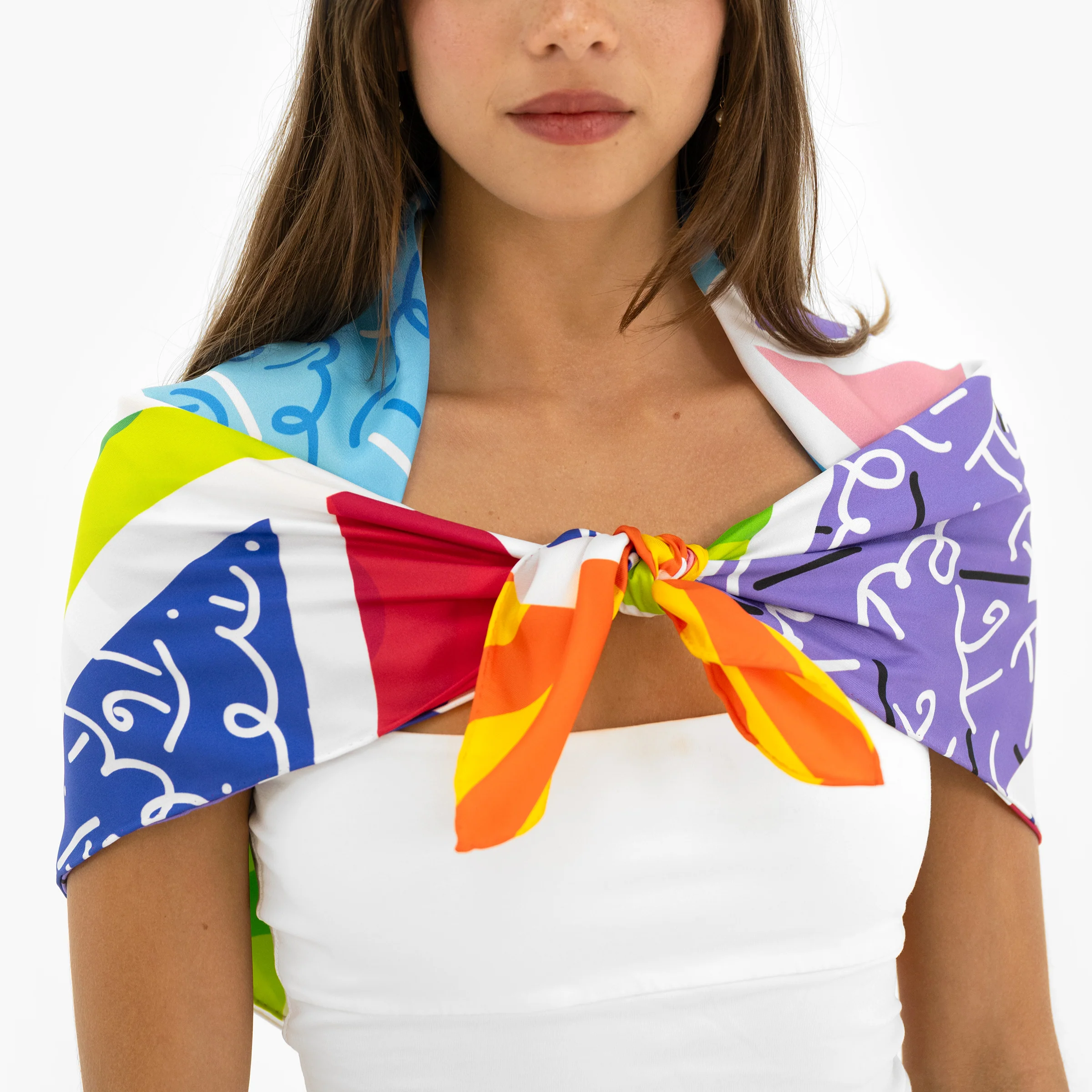 Baby Blue Landscape Britto Silk Scarf - Image 3