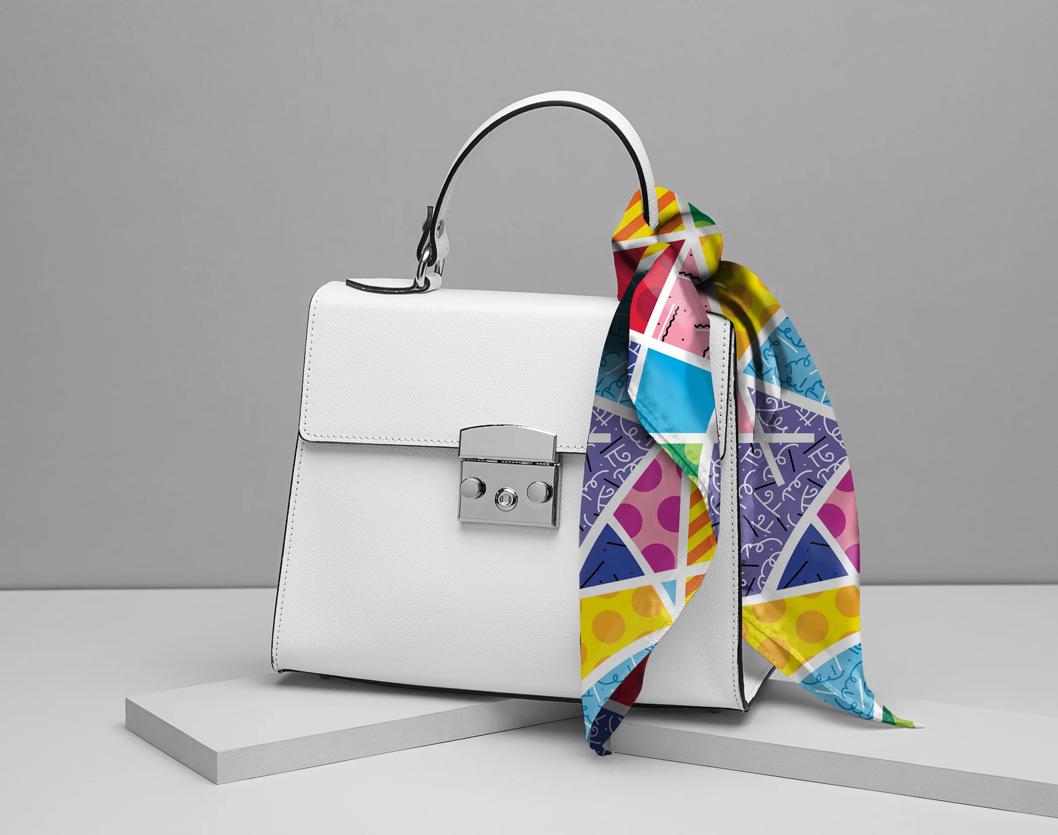 Baby Blue Landscape Britto Silk Scarf - Image 4