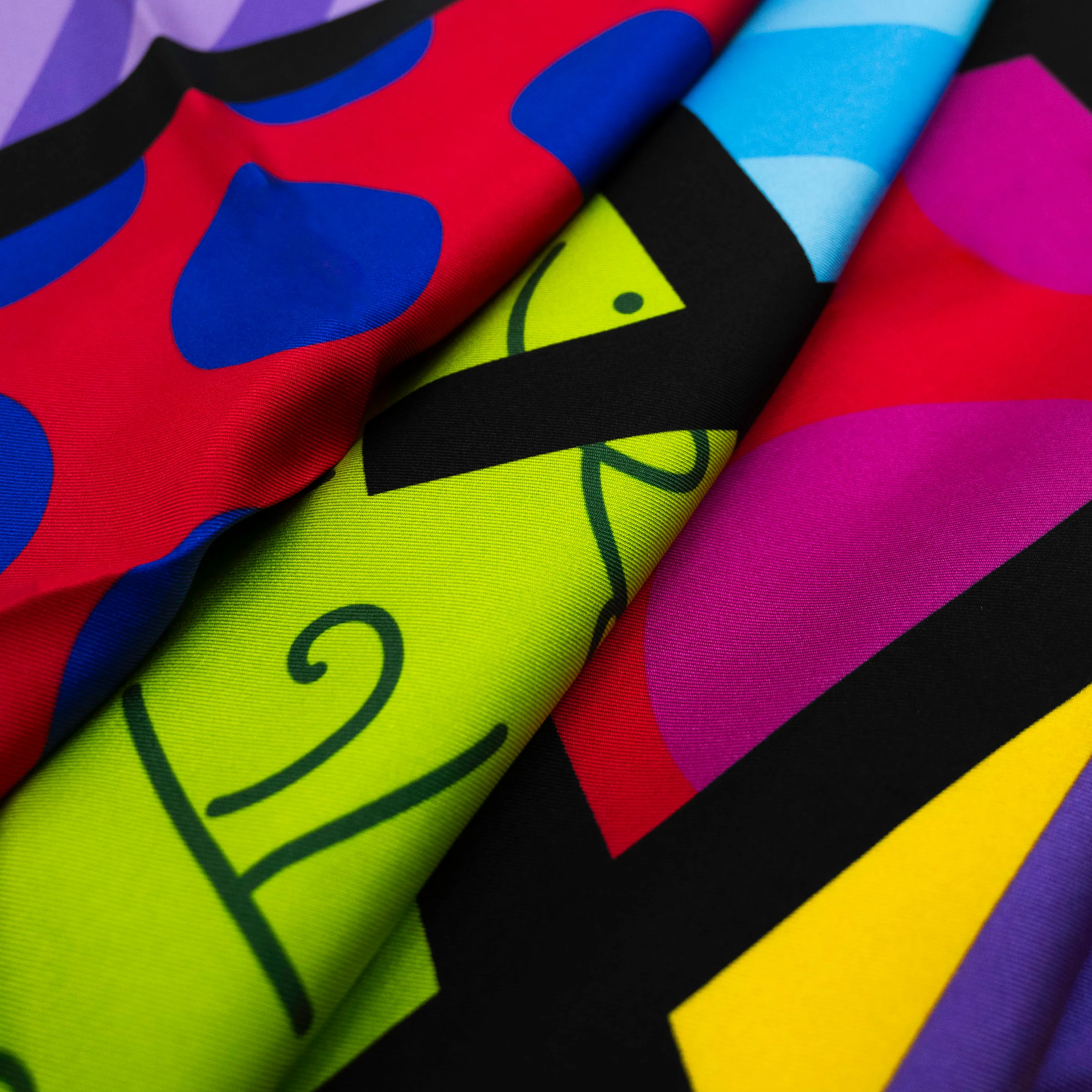 Lime Green Landscape Britto Silk Scarf - Image 4