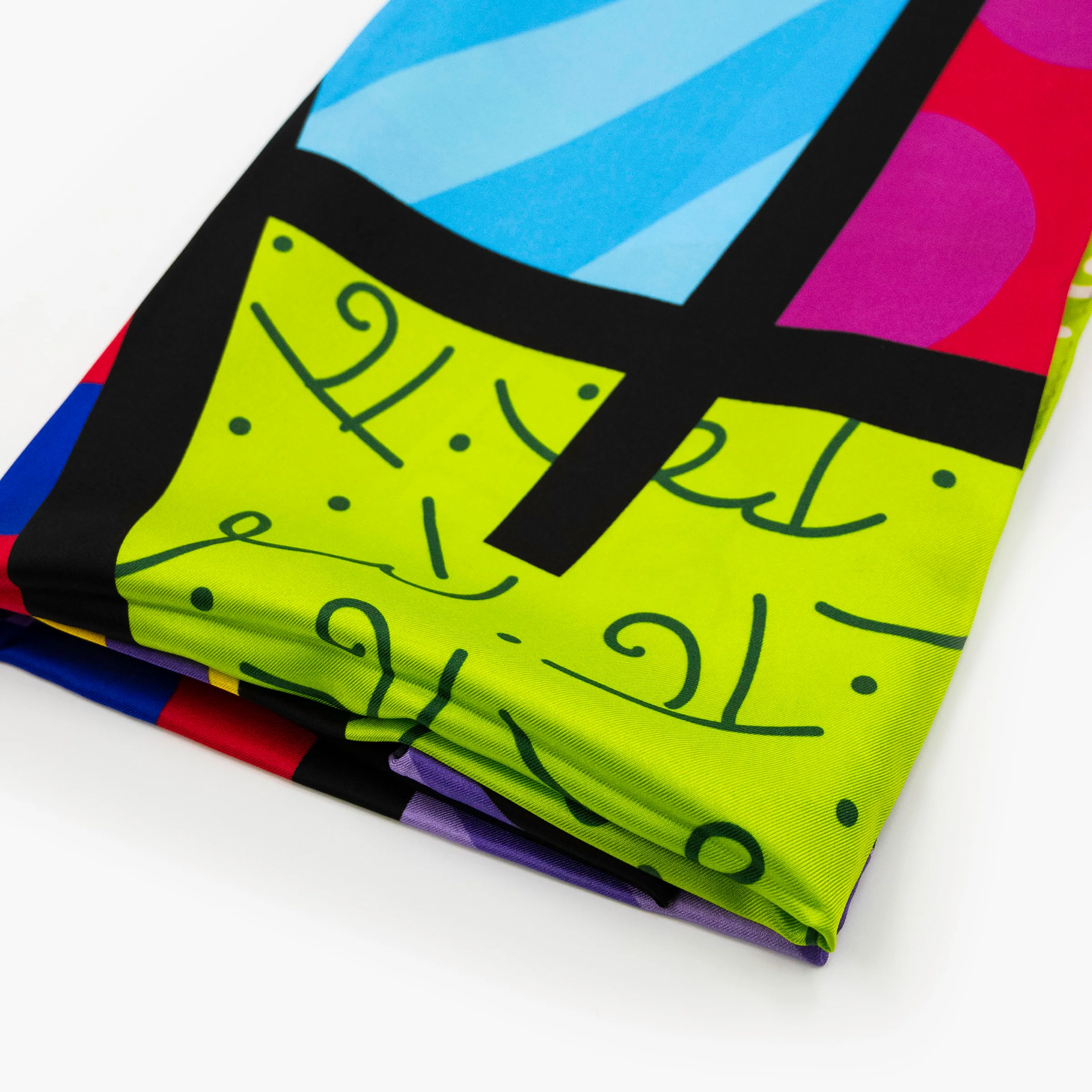 Lime Green Landscape Britto Silk Scarf - Image 6