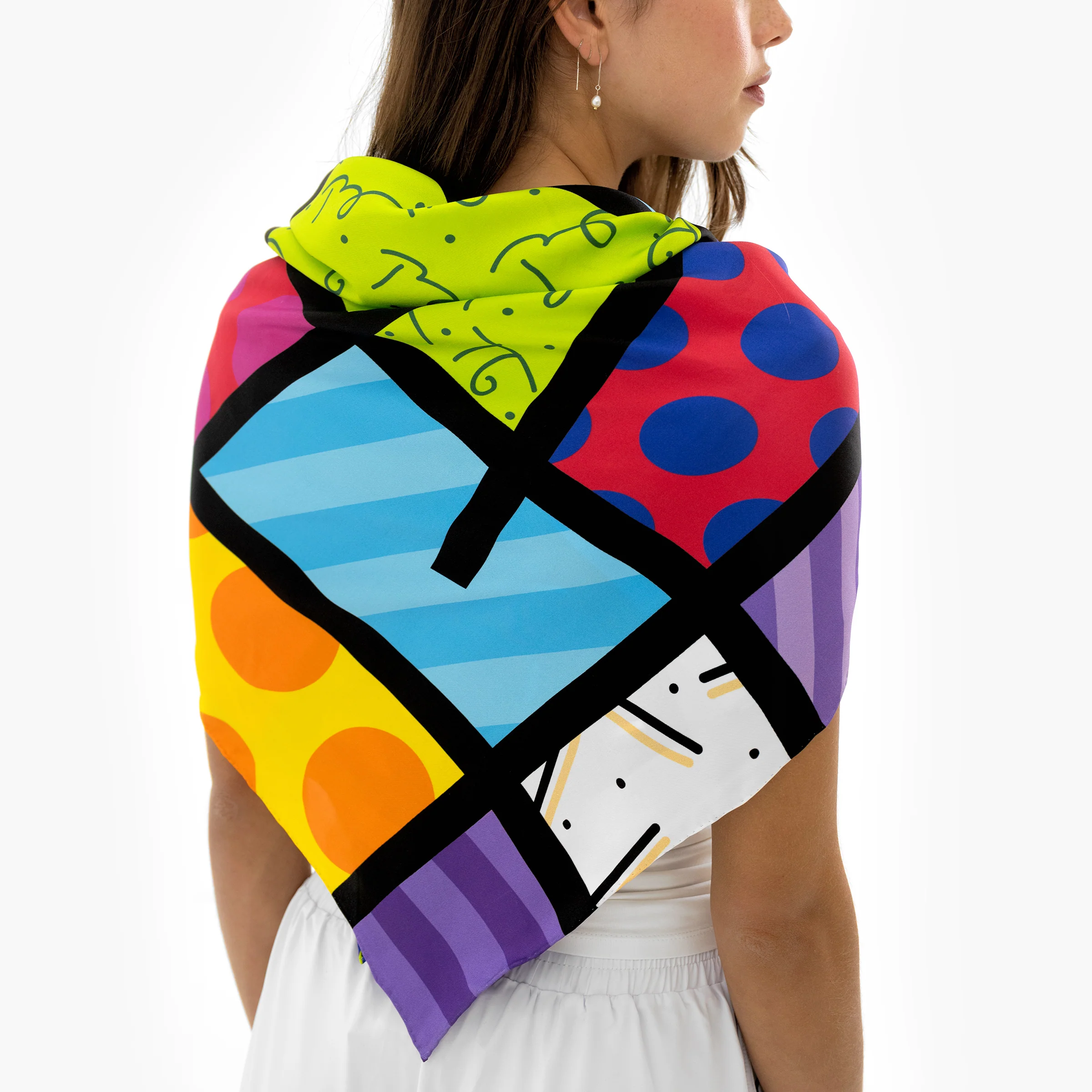 Lime Green Landscape Britto Silk Scarf - Image 8