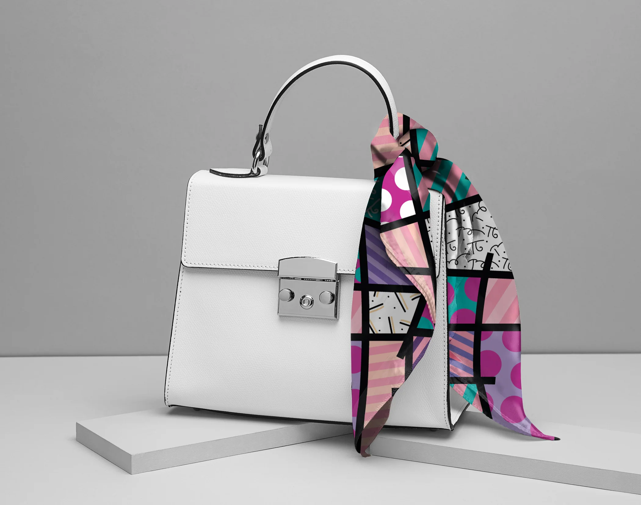 Pink Landscape Britto Silk Scarf - Image 3