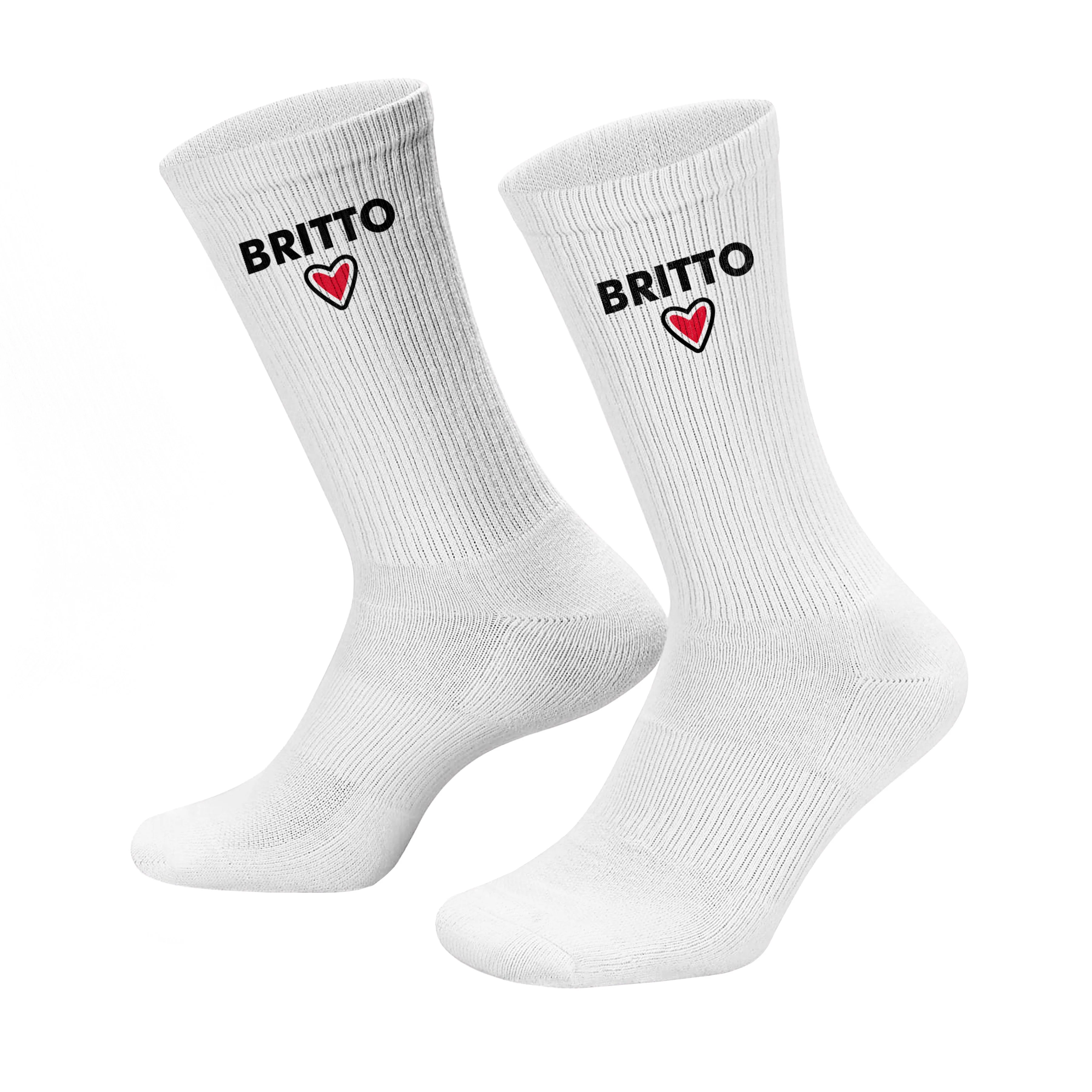 White with Red Heart Britto Socks (Pack of 2)