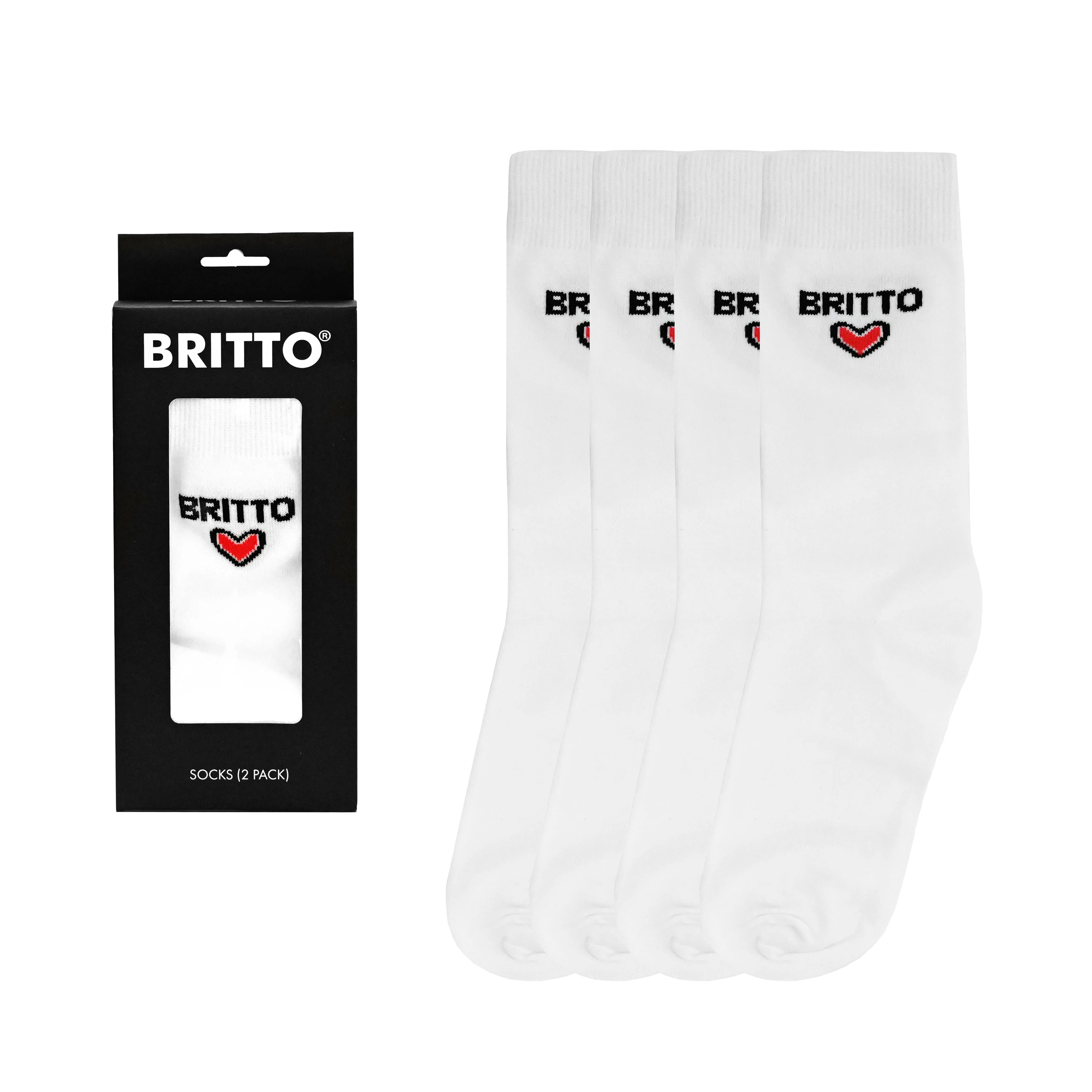 White with Red Heart Britto Socks (Pack of 2) - Image 2