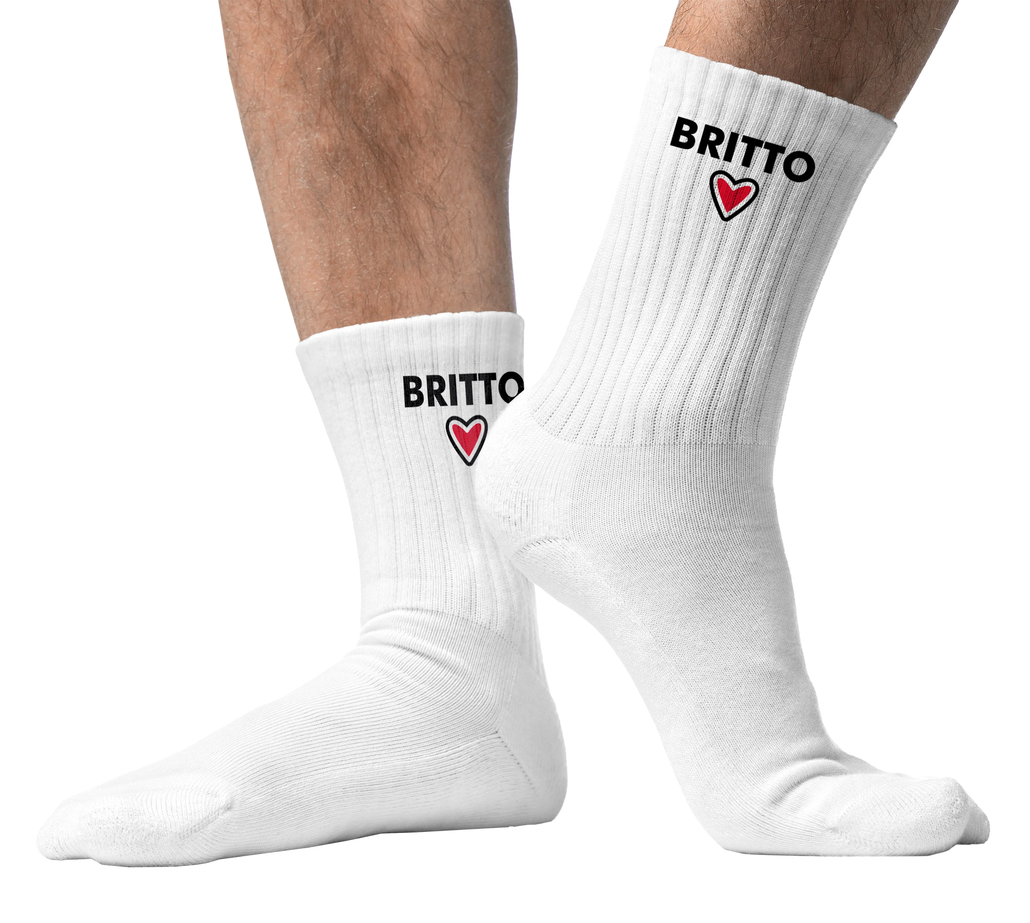 White with Red Heart Britto Socks (Pack of 2) - Image 4