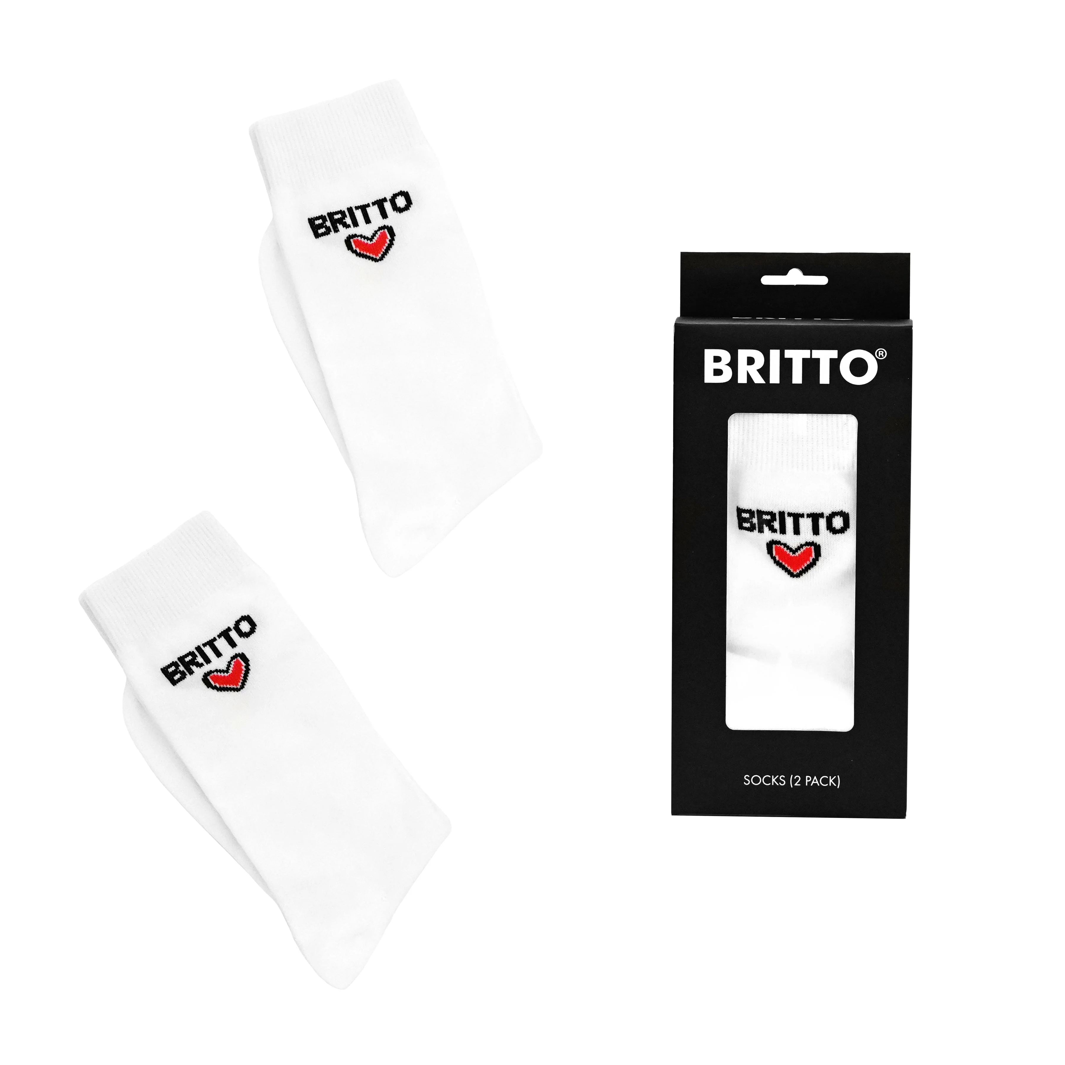 White with Red Heart Britto Socks (Pack of 2) - Image 5