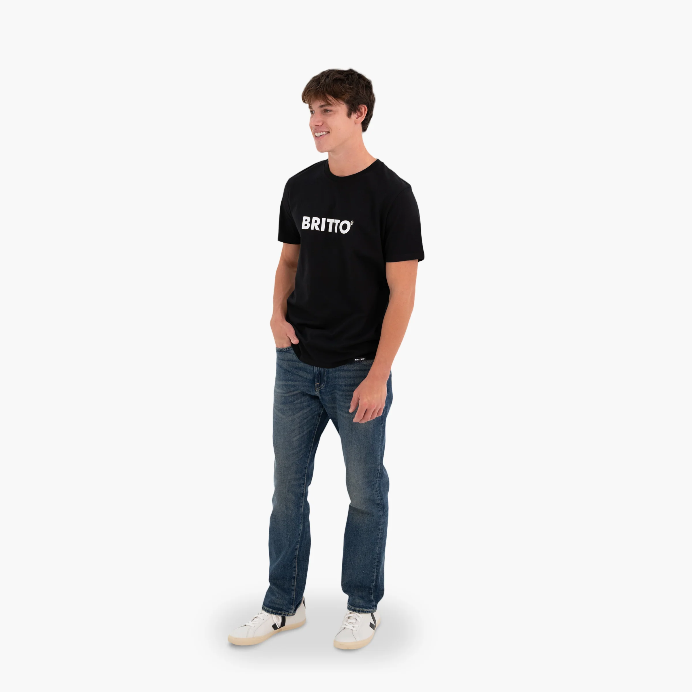Black with White Britto T-Shirt For Men - Image 2