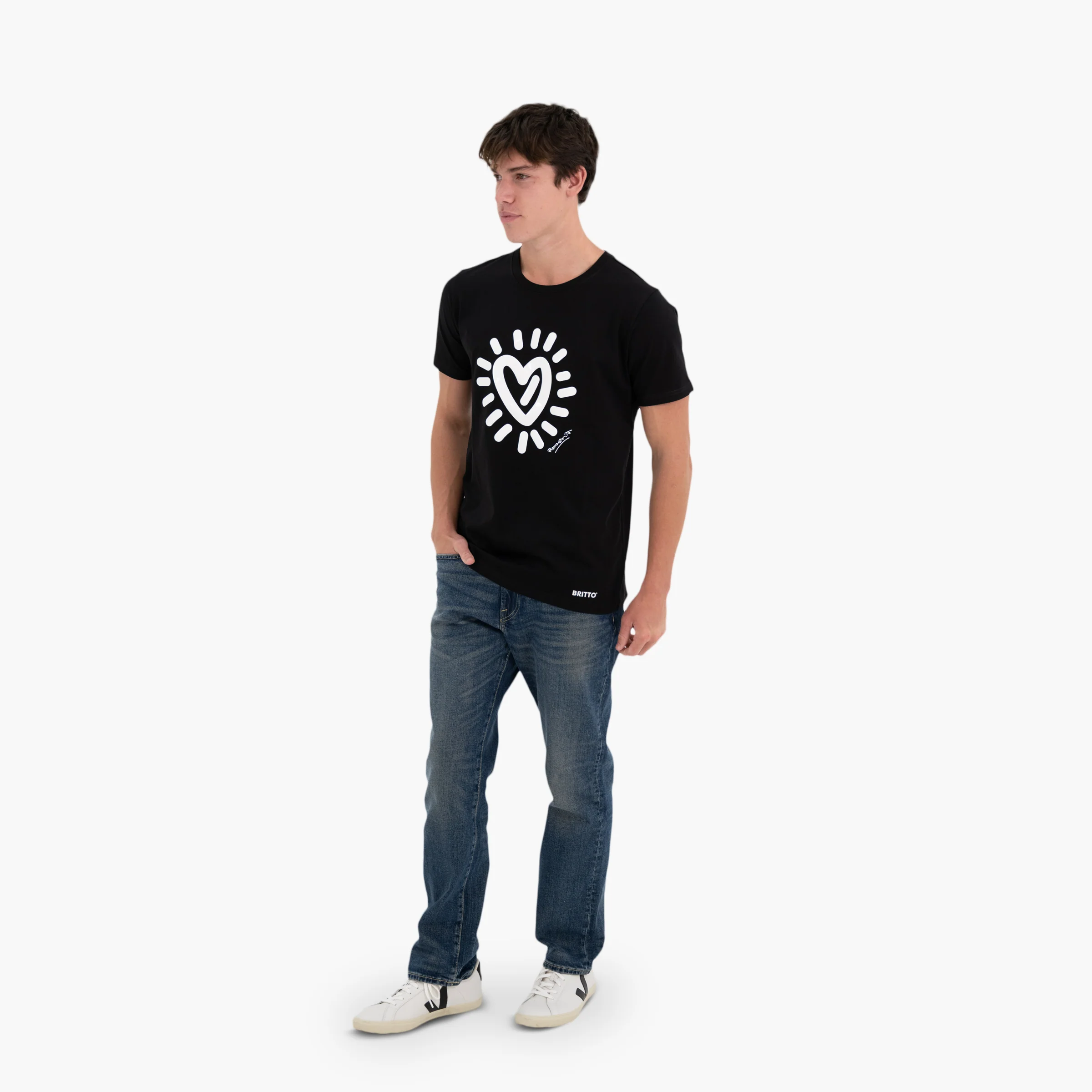 Graffiti Heart (Black) Britto T-Shirt For Men - Image 2