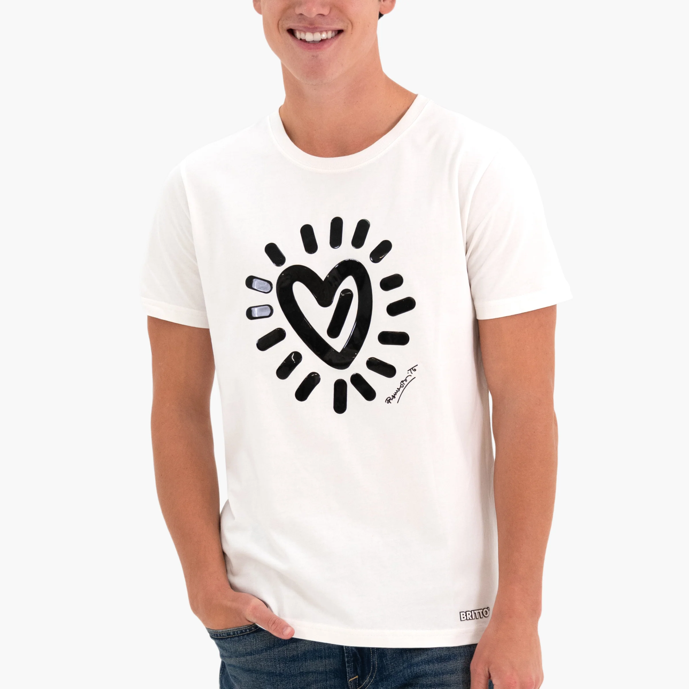 Graffiti Heart (White) Britto T-Shirt For Men