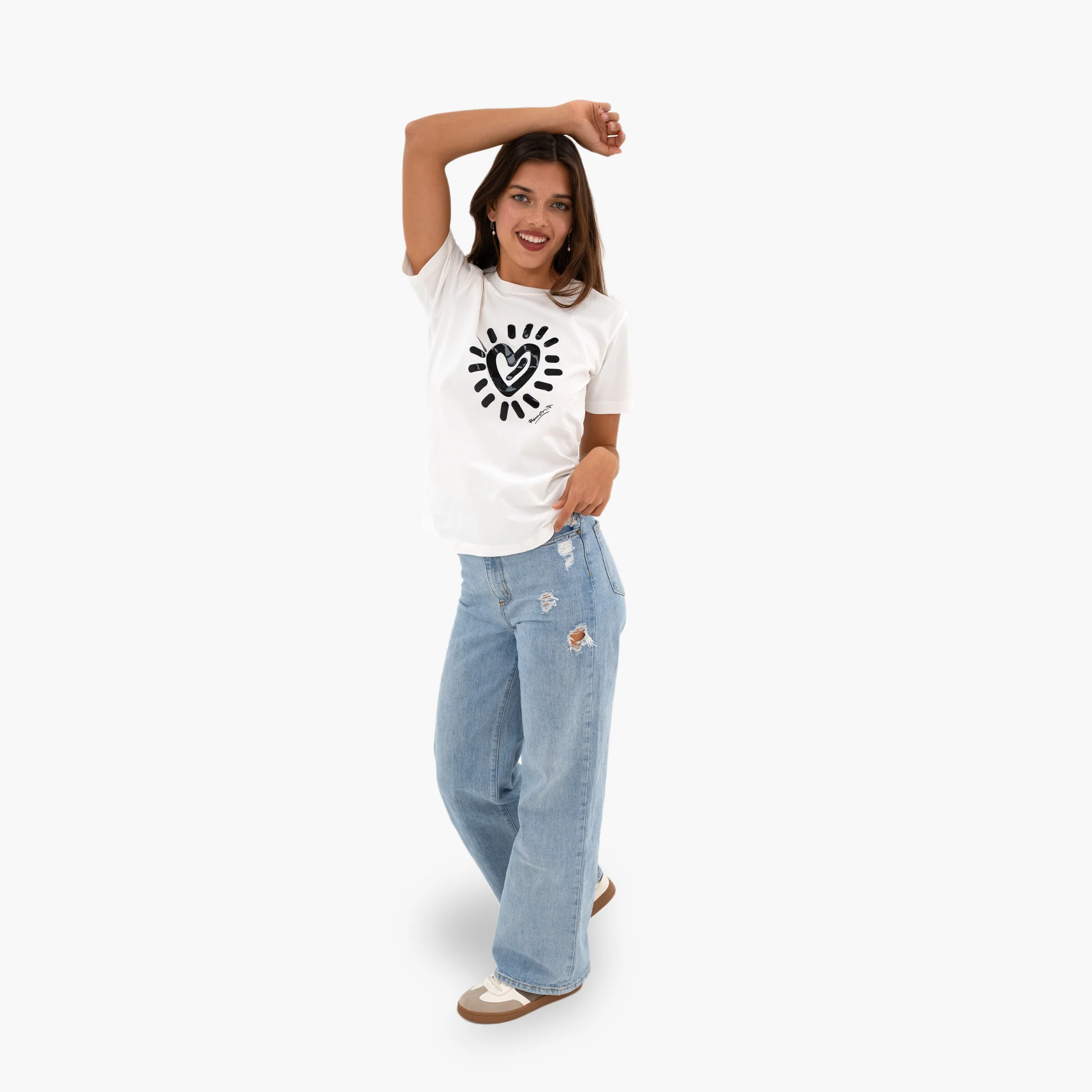 Graffiti Heart (White) Britto T-Shirt For Women - Image 2