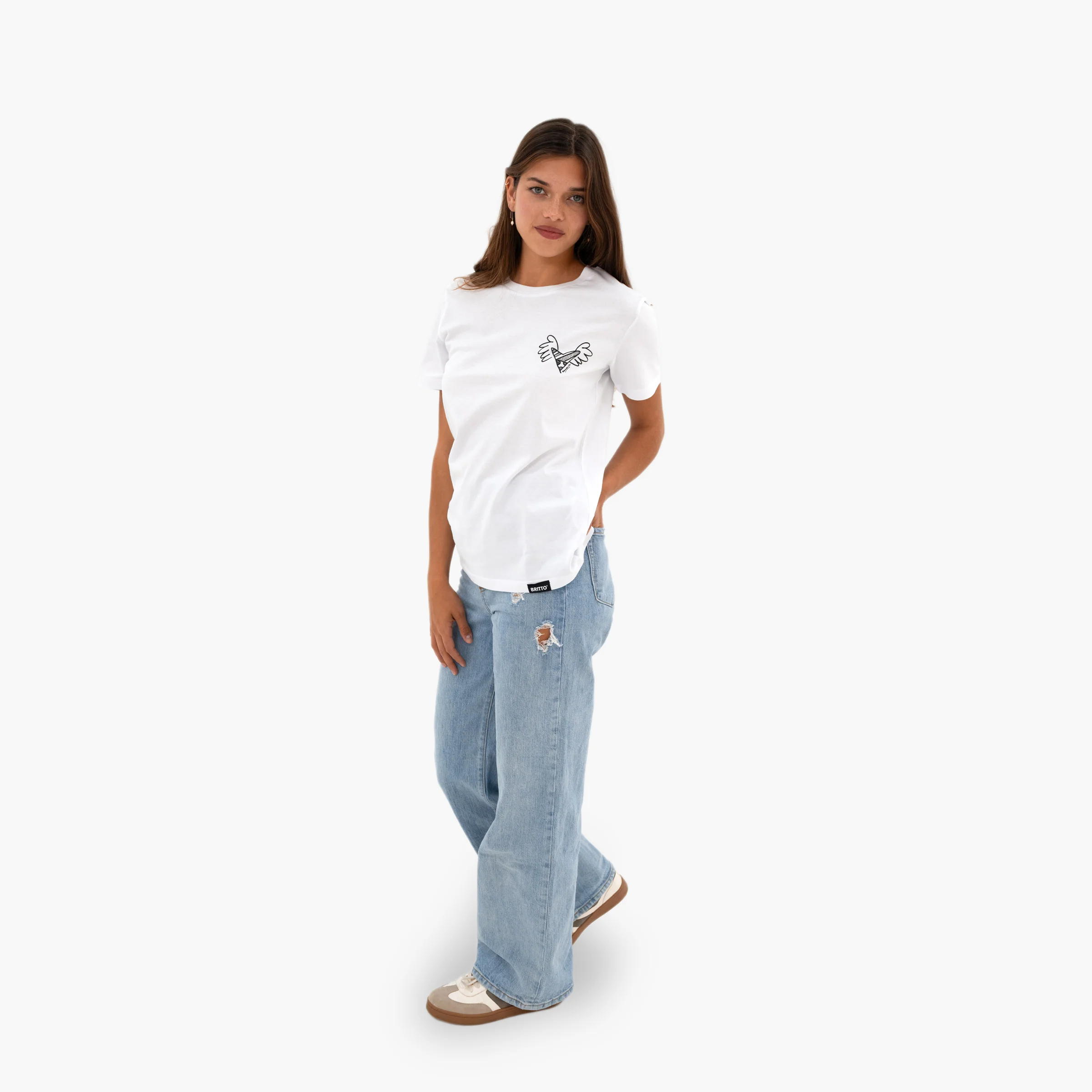 Small Heart with Wings White Britto T-Shirt For Women - Image 2