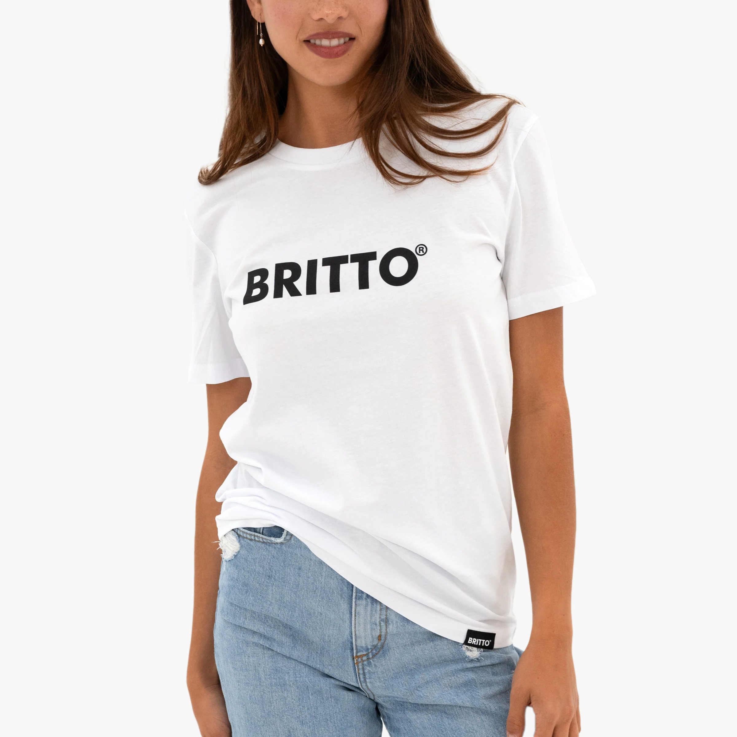 White with Black Britto T-Shirt For Women