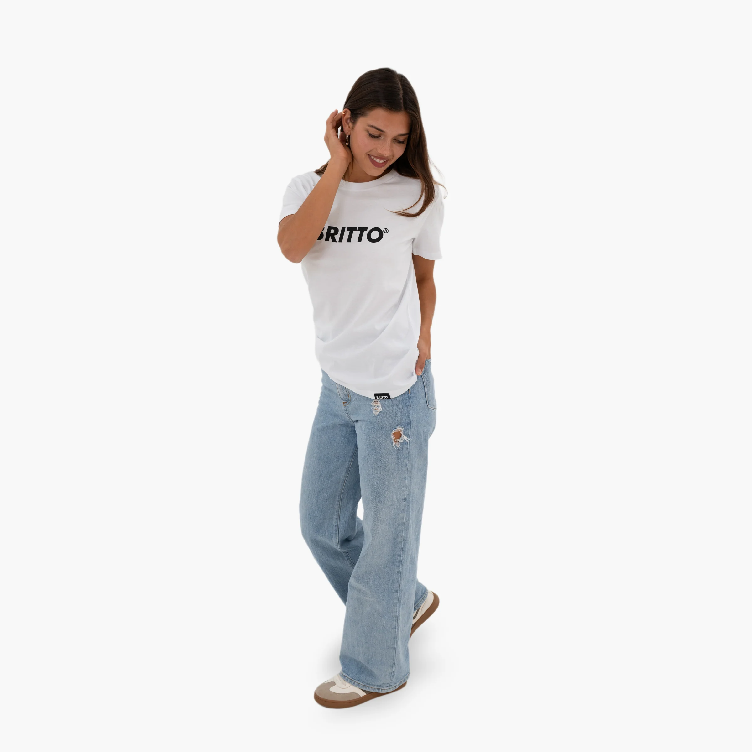 White with Black Britto T-Shirt For Women - Image 2