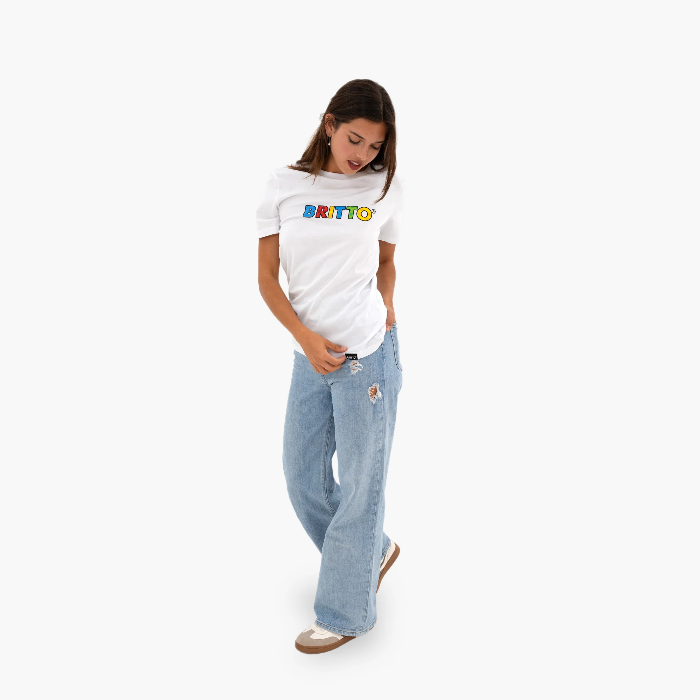 White with Primary Colors Britto T-Shirt For Women - Image 2