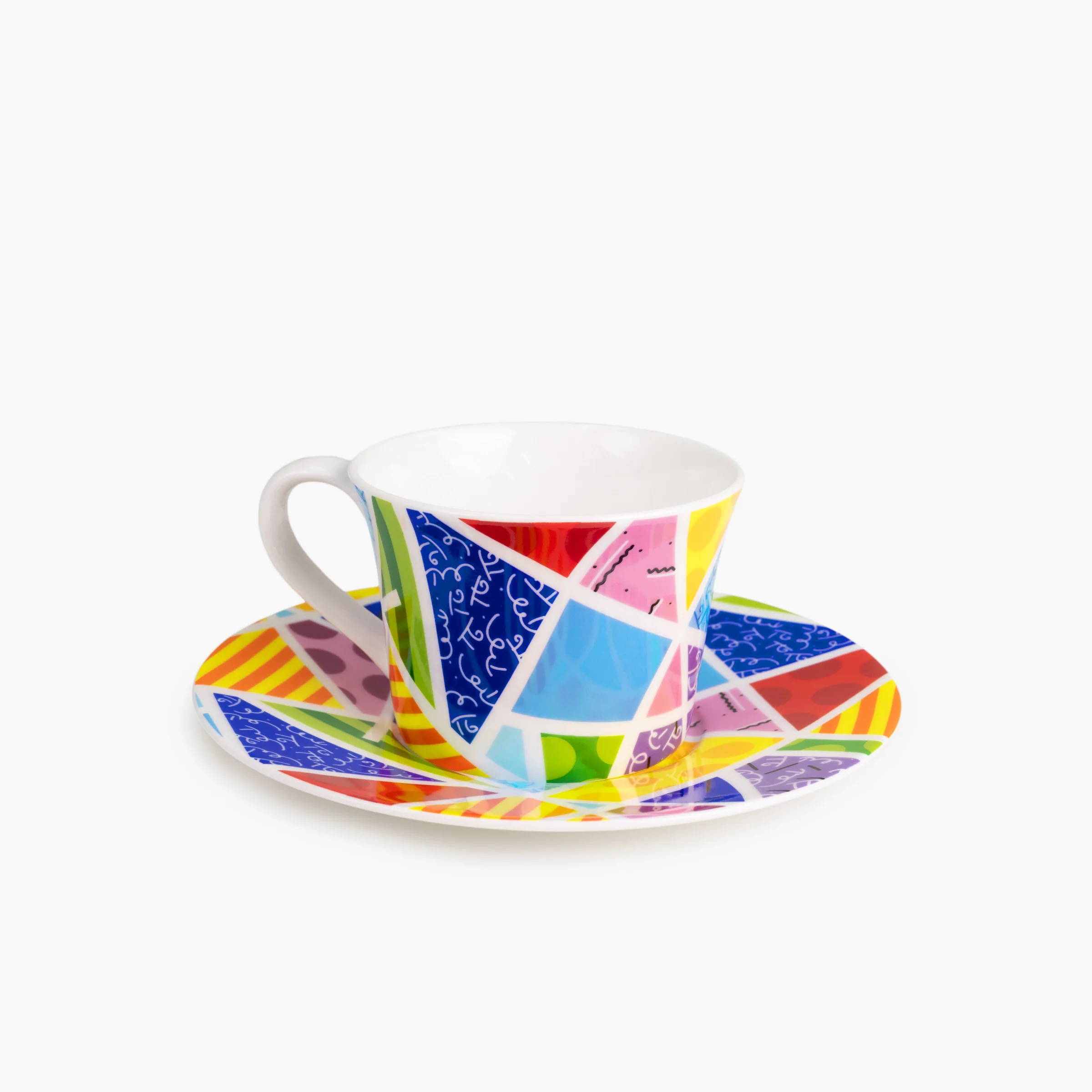 Baby Blue Landscape Britto Tea Cup & Saucer Plate - Image 2
