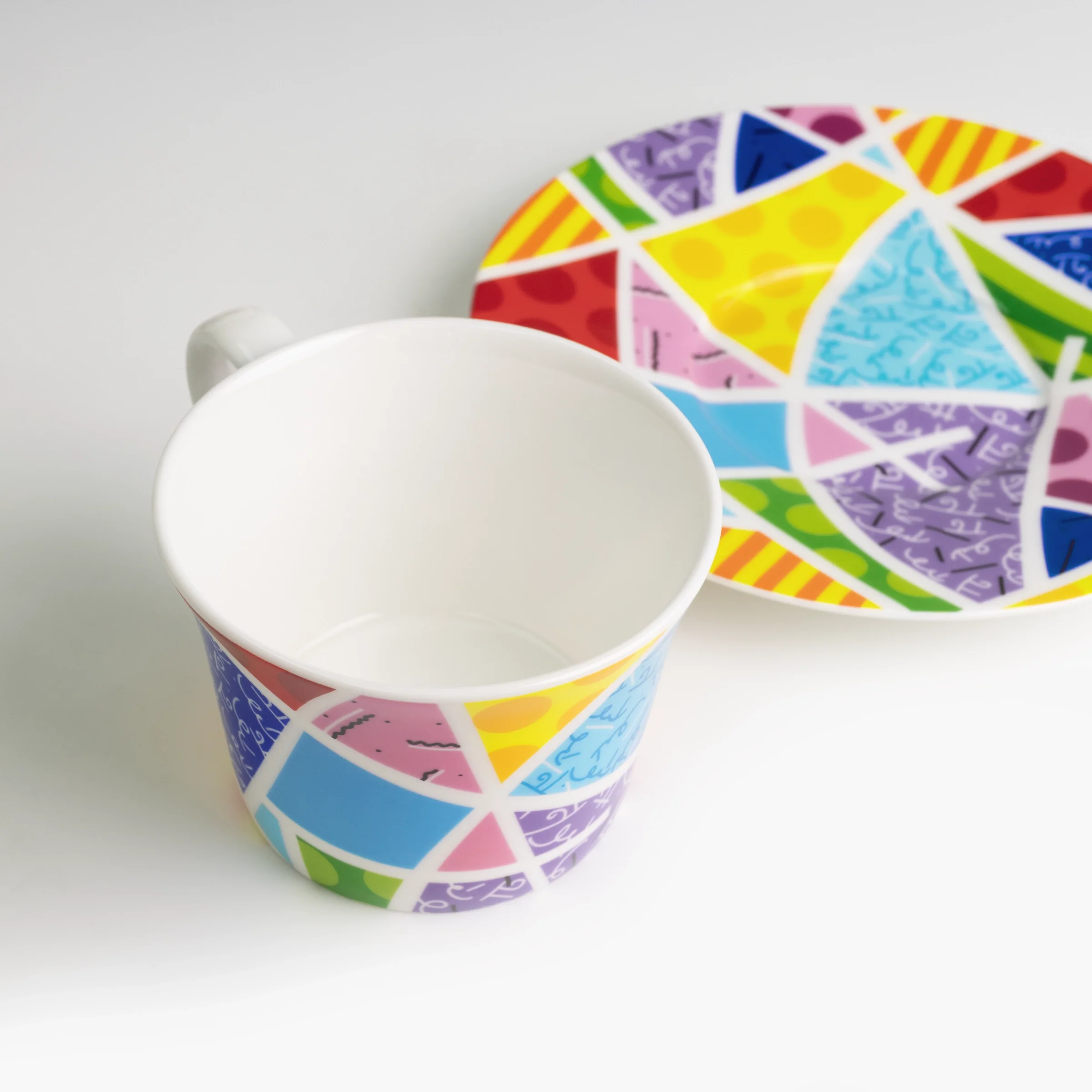 Baby Blue Landscape Britto Tea Cup & Saucer Plate - Image 3