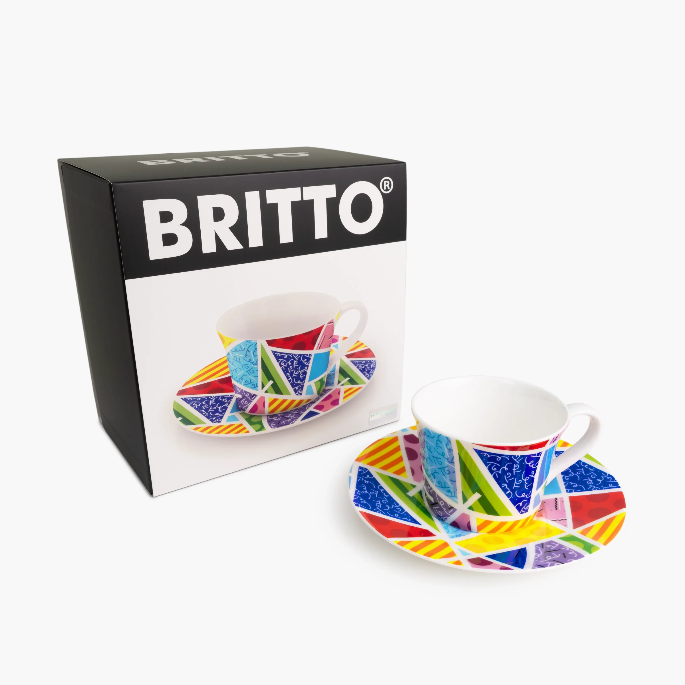 Baby Blue Landscape Britto Tea Cup & Saucer Plate - Image 5