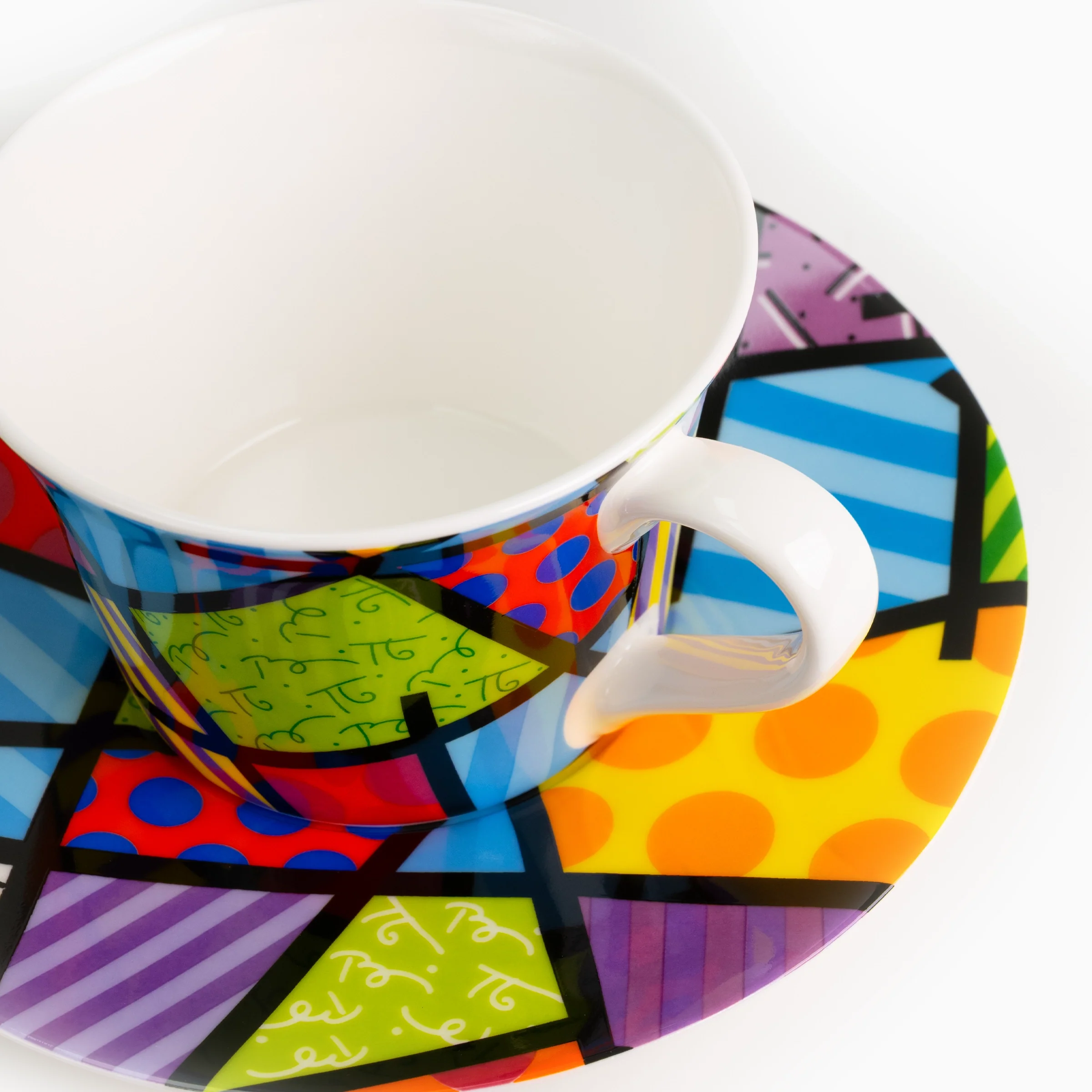 Green Landscape Britto Tea Cup & Saucer Plate - Image 4