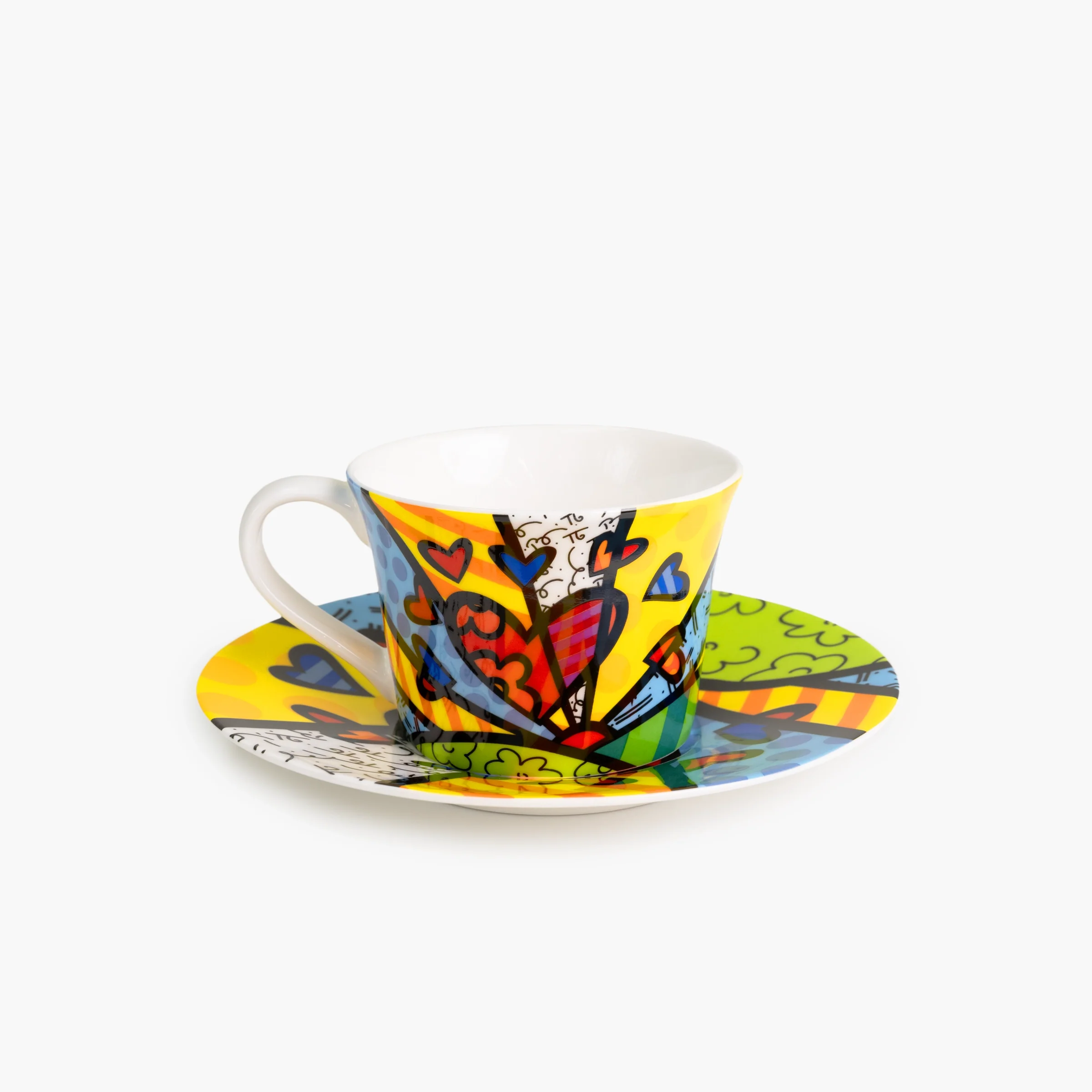 Green New Day Britto Tea Cup & Saucer Plate - Image 3