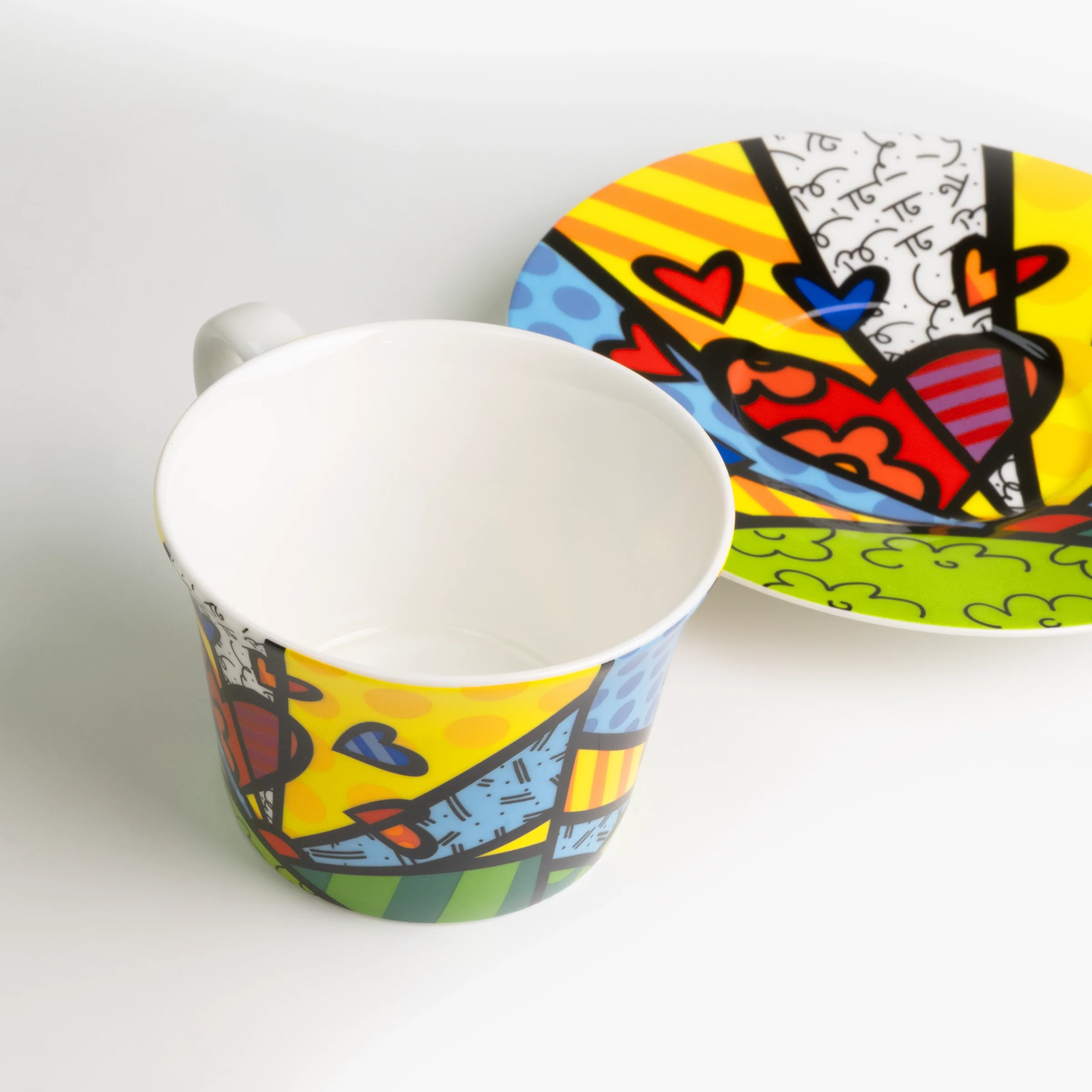 Green New Day Britto Tea Cup & Saucer Plate - Image 4