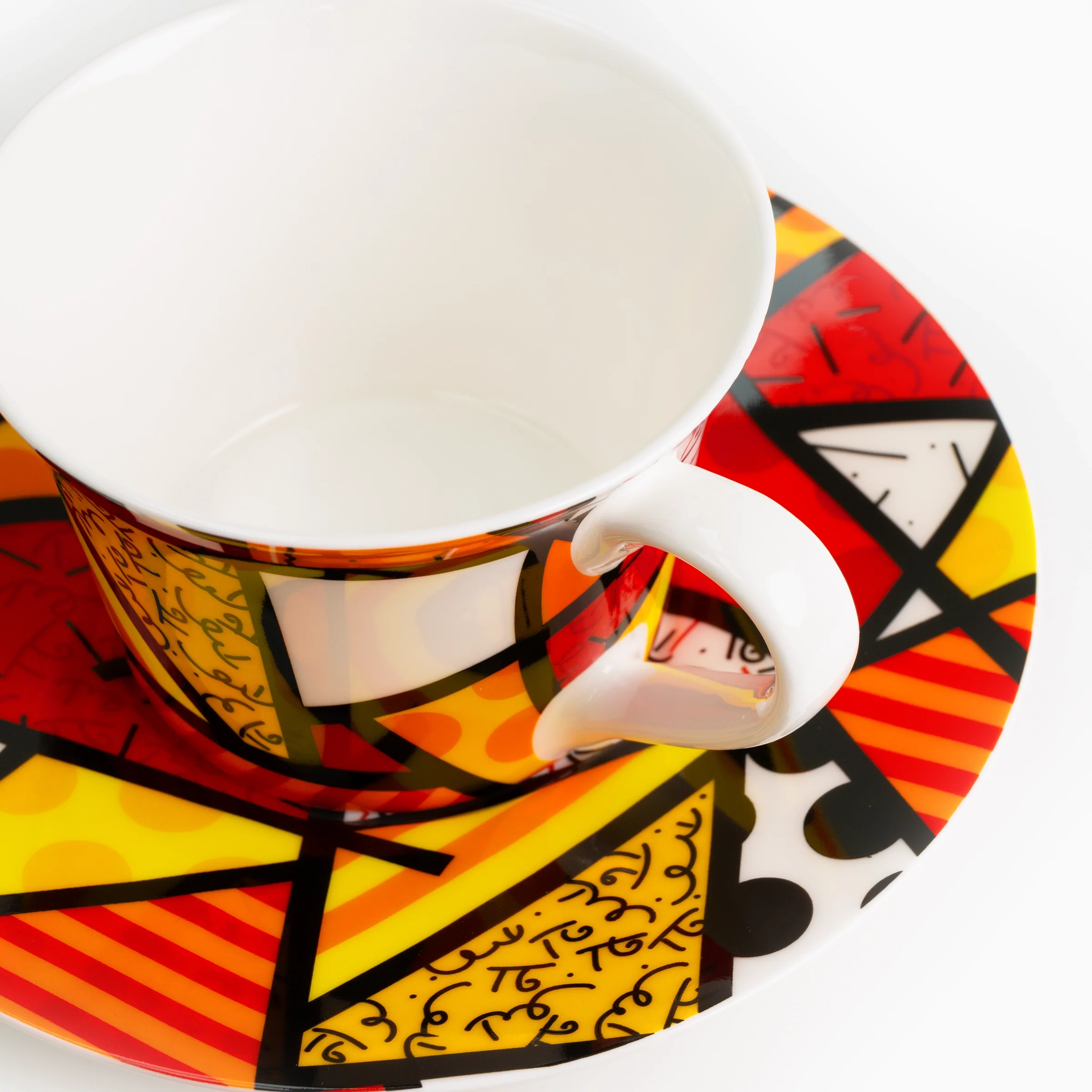 Red Landscape Britto Tea Cup & Saucer Plate - Image 4
