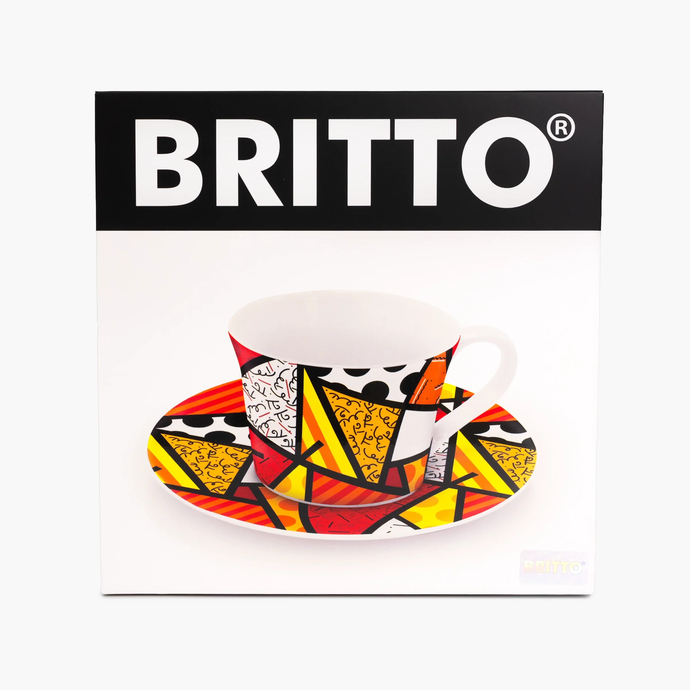 Red Landscape Britto Tea Cup & Saucer Plate - Image 6