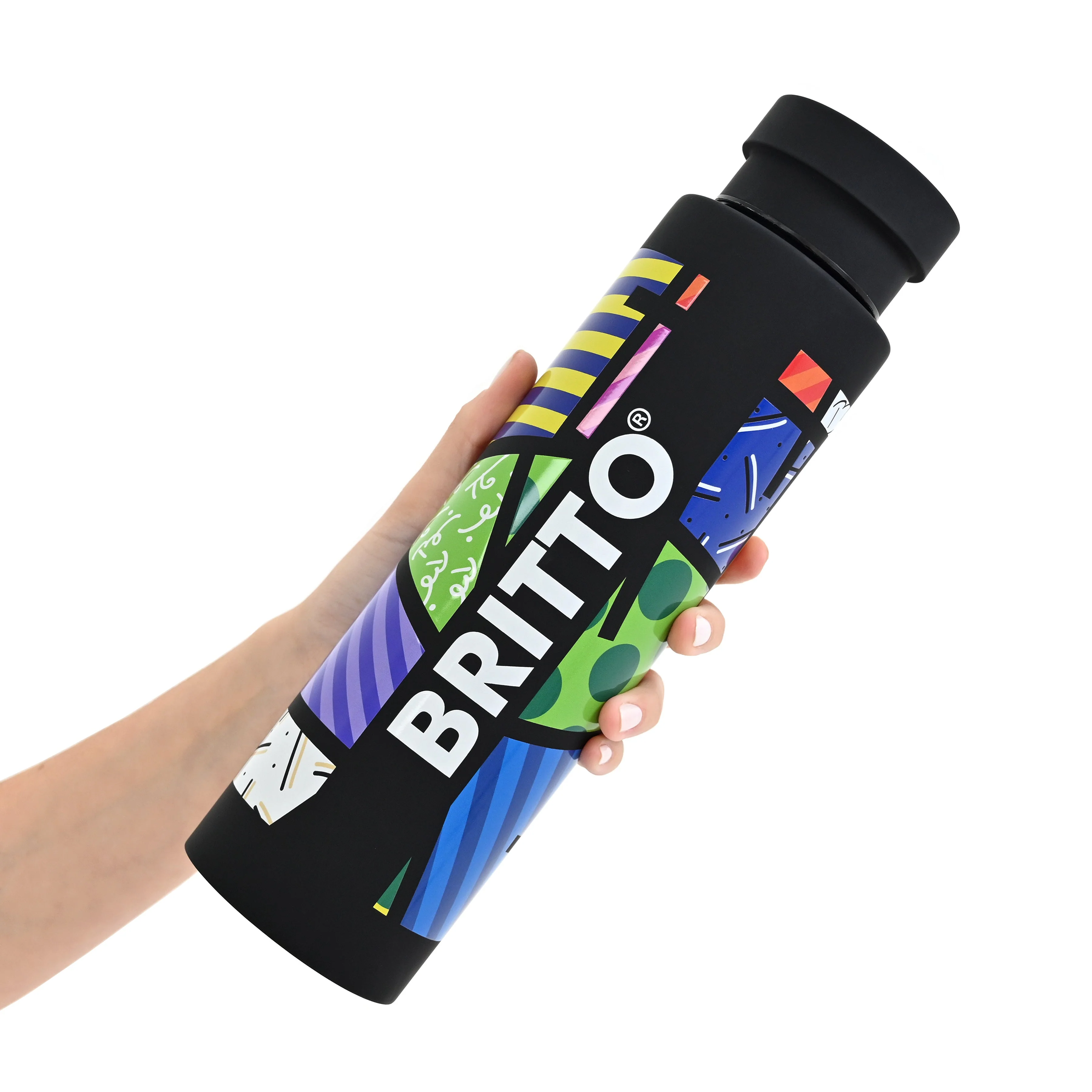 Colorful Landscape (Black) Britto Water Bottle - Image 3