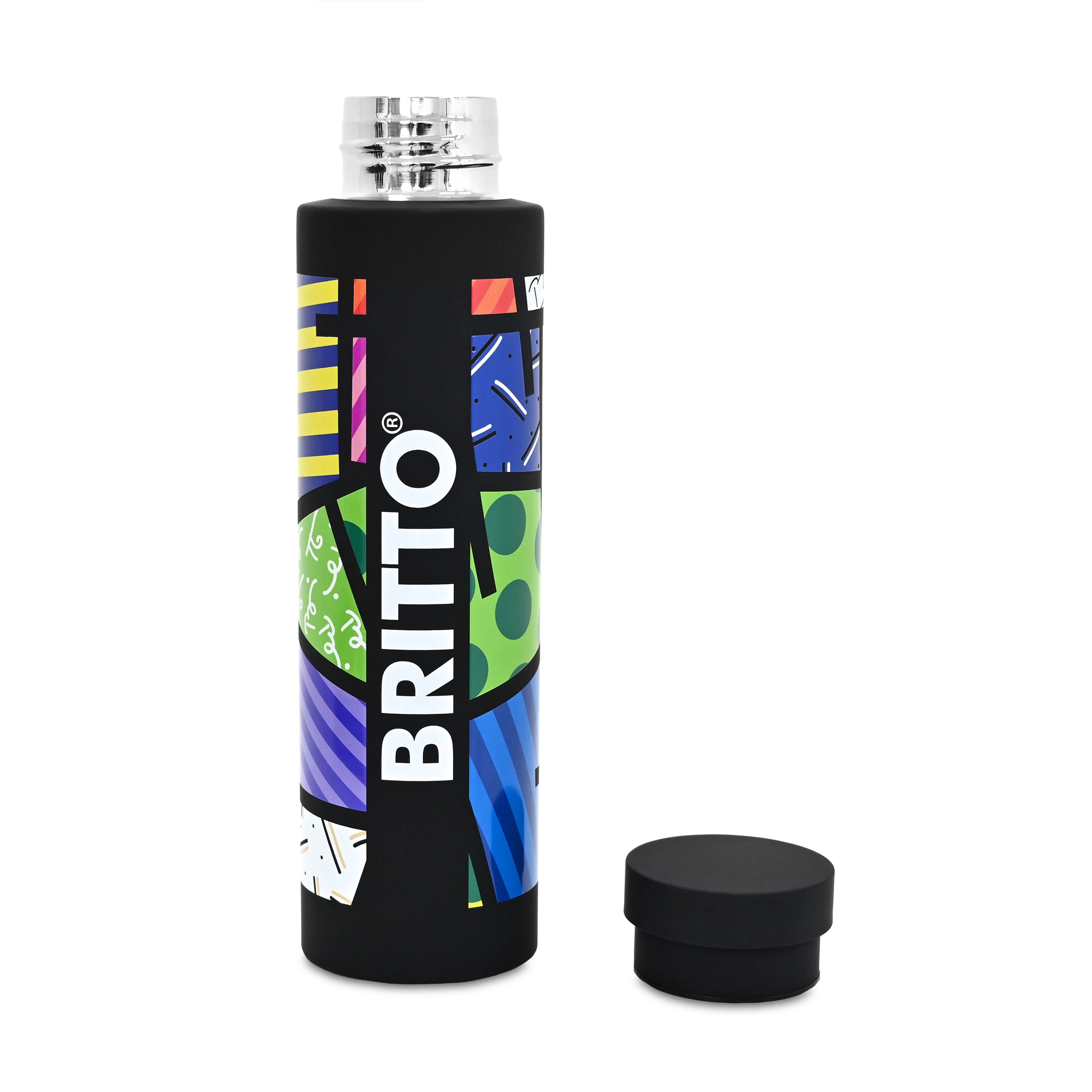 Colorful Landscape (Black) Britto Water Bottle - Image 4